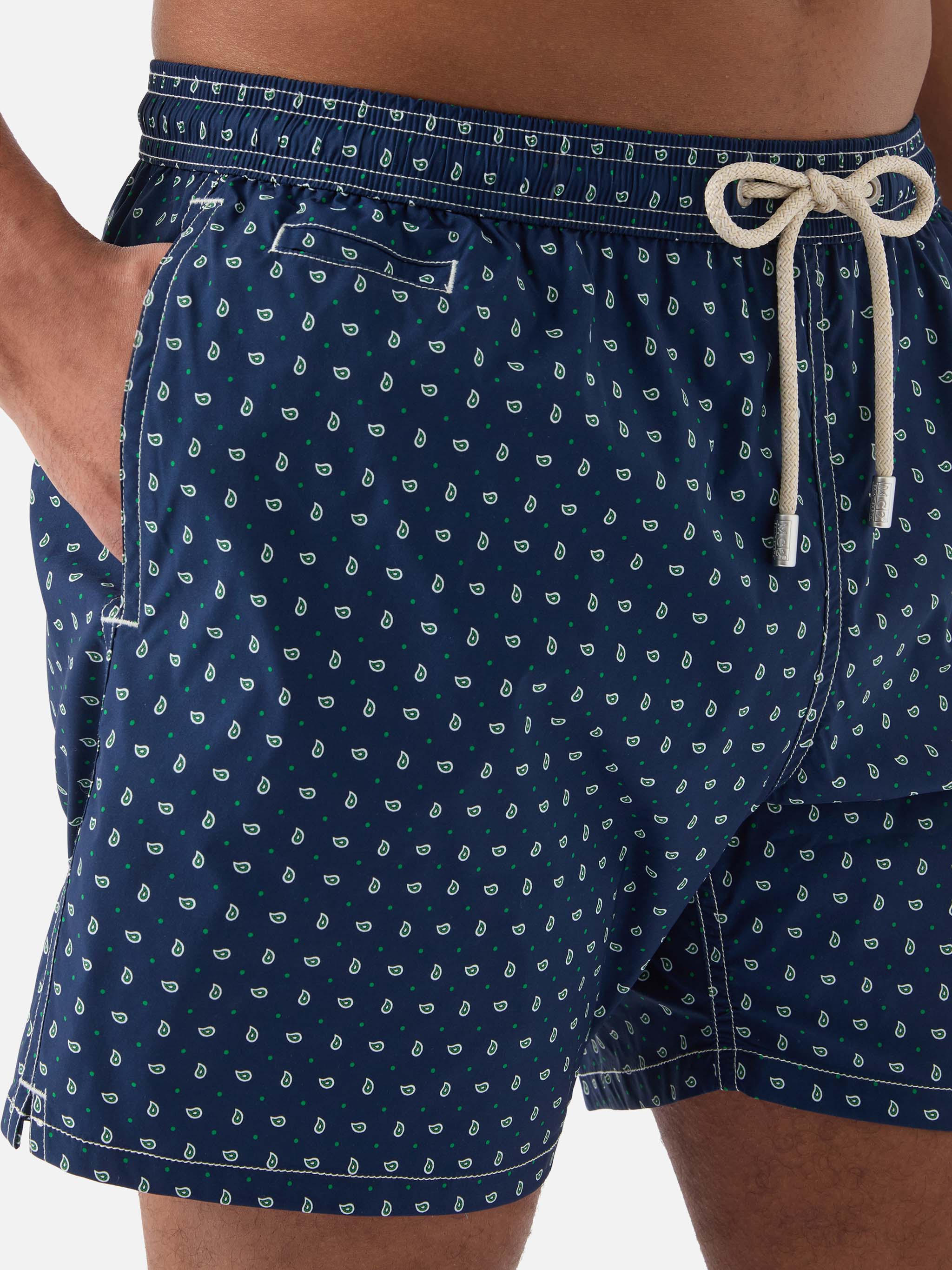 Navy Lighting Micro swim shorts with all-over paisley print - Image 4