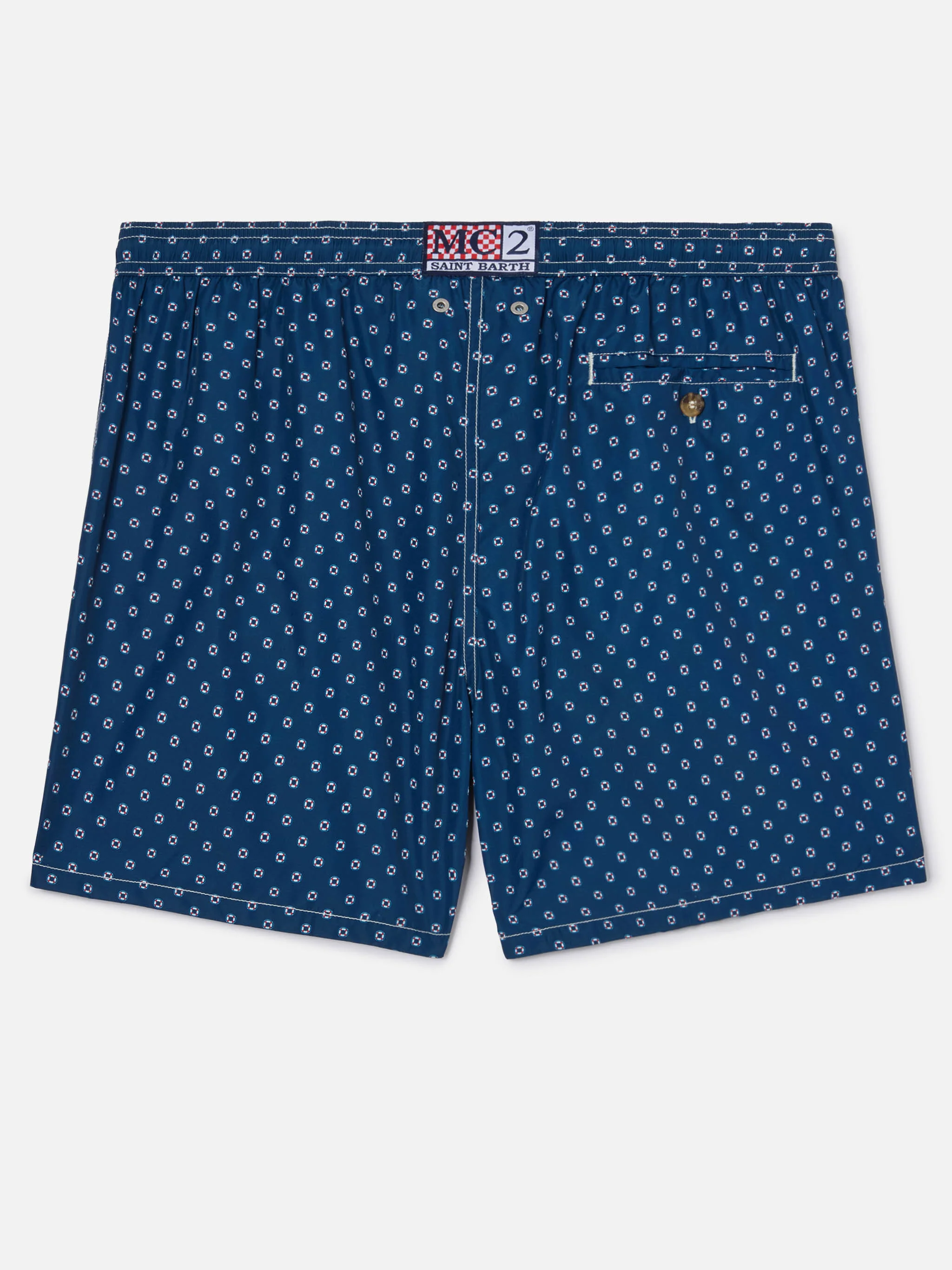 Navy Lighting Micro swim shorts with mini lifebuoy print - Image 2