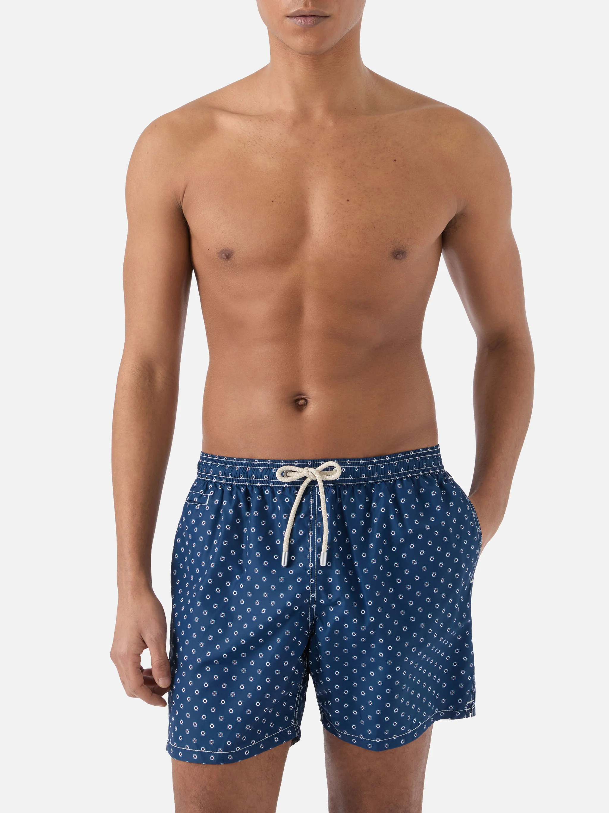 Navy Lighting Micro swim shorts with mini lifebuoy print - Image 3