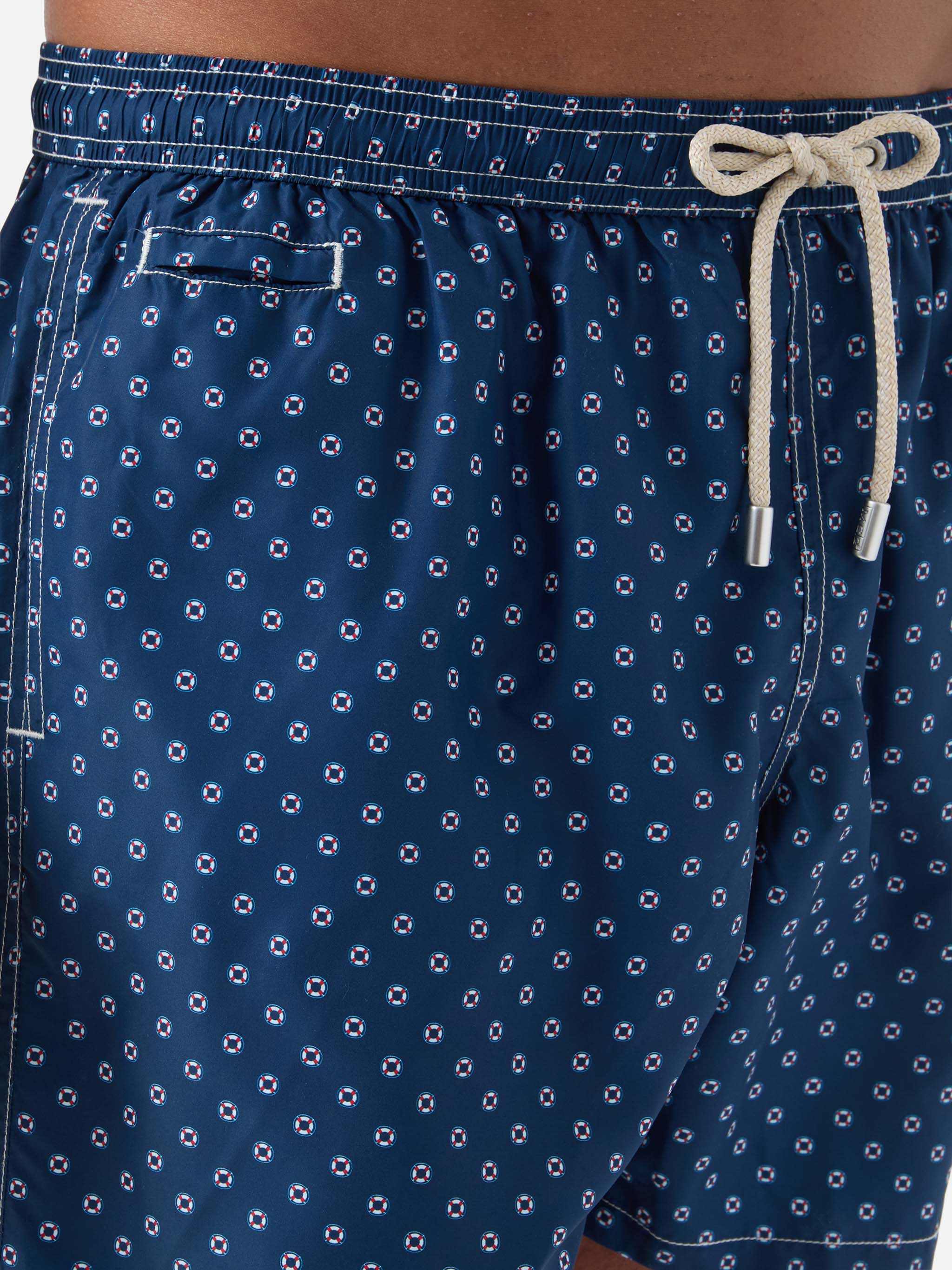 Navy Lighting Micro swim shorts with mini lifebuoy print - Image 4