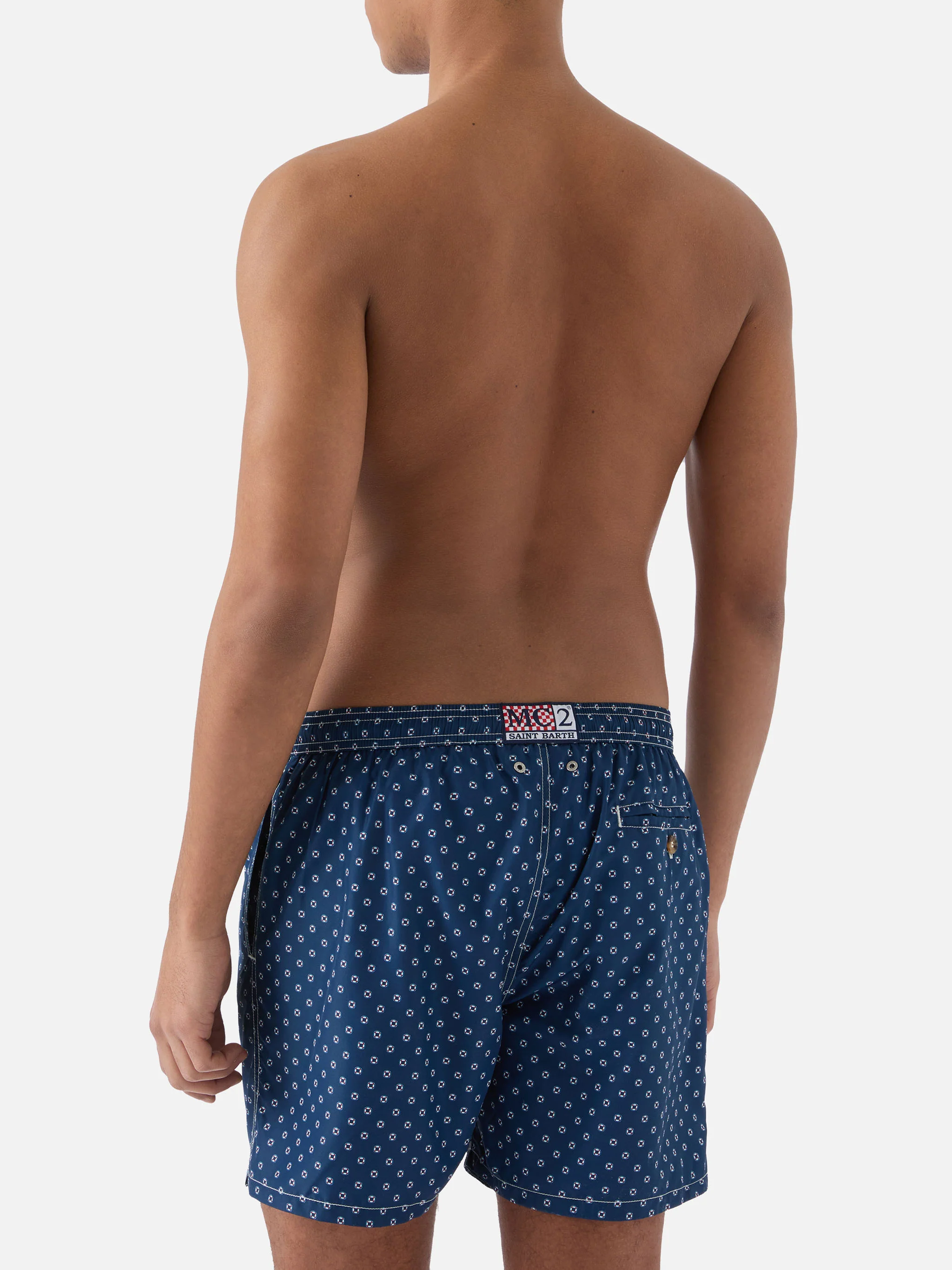 Navy Lighting Micro swim shorts with mini lifebuoy print - Image 5