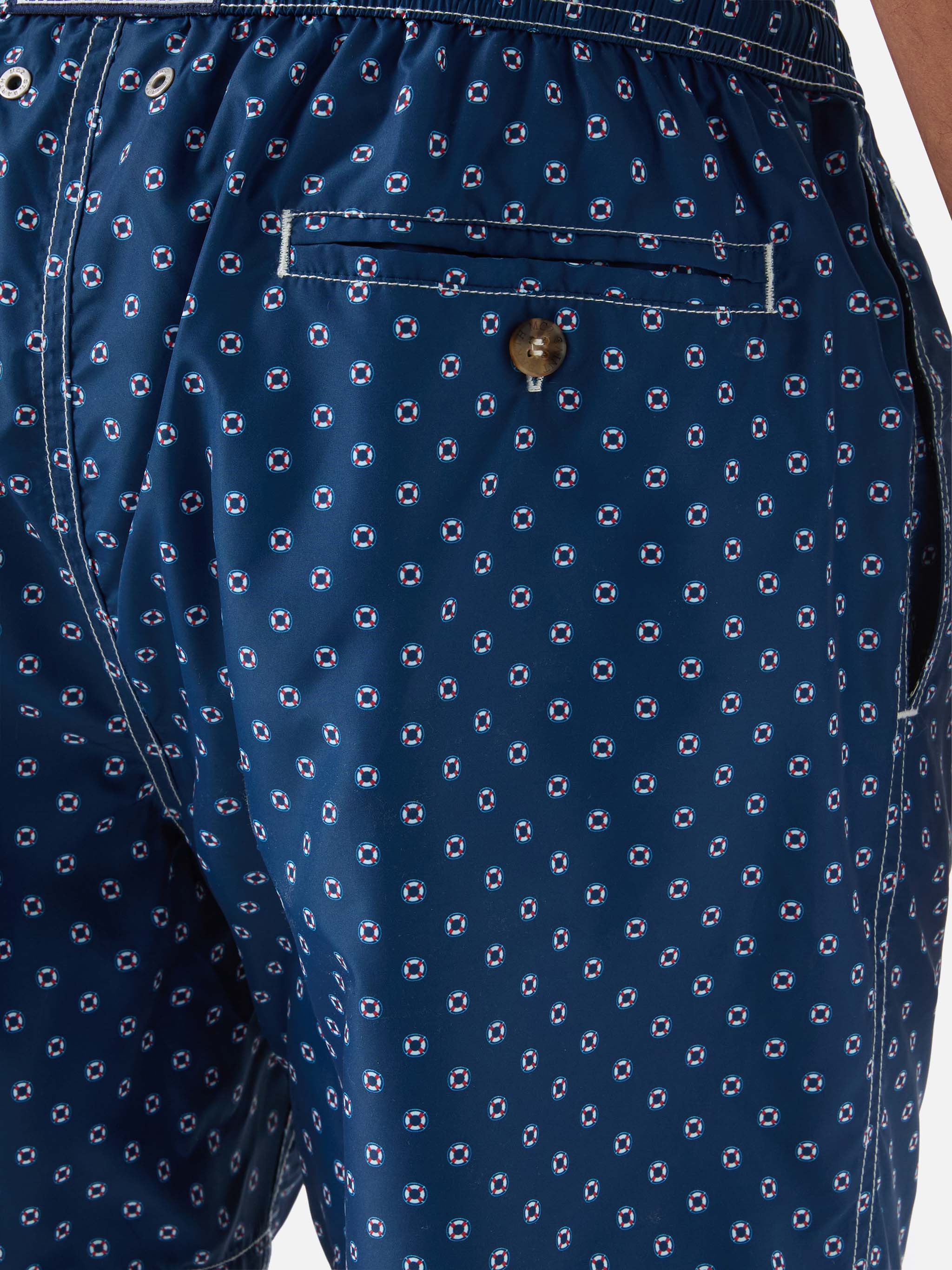 Navy Lighting Micro swim shorts with mini lifebuoy print - Image 6