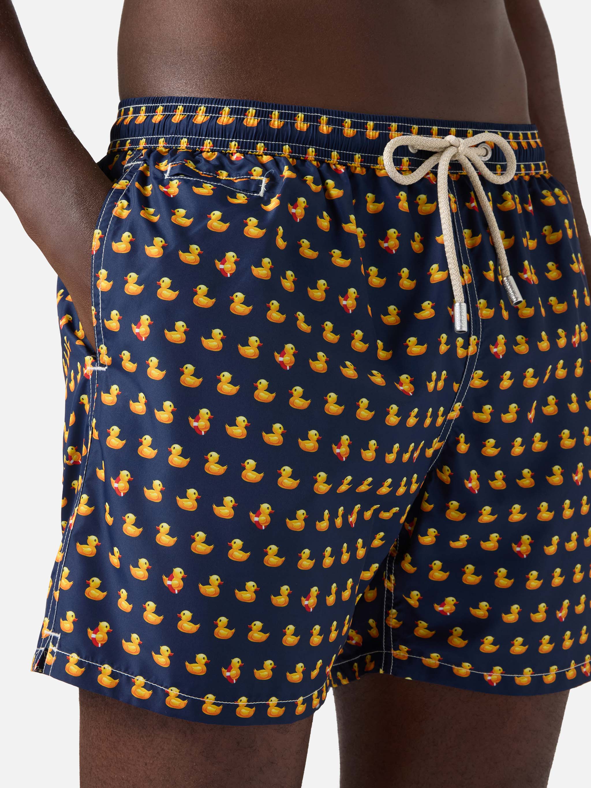 Navy Lighting Micro swim shorts with rubber duck all-over print - Image 4