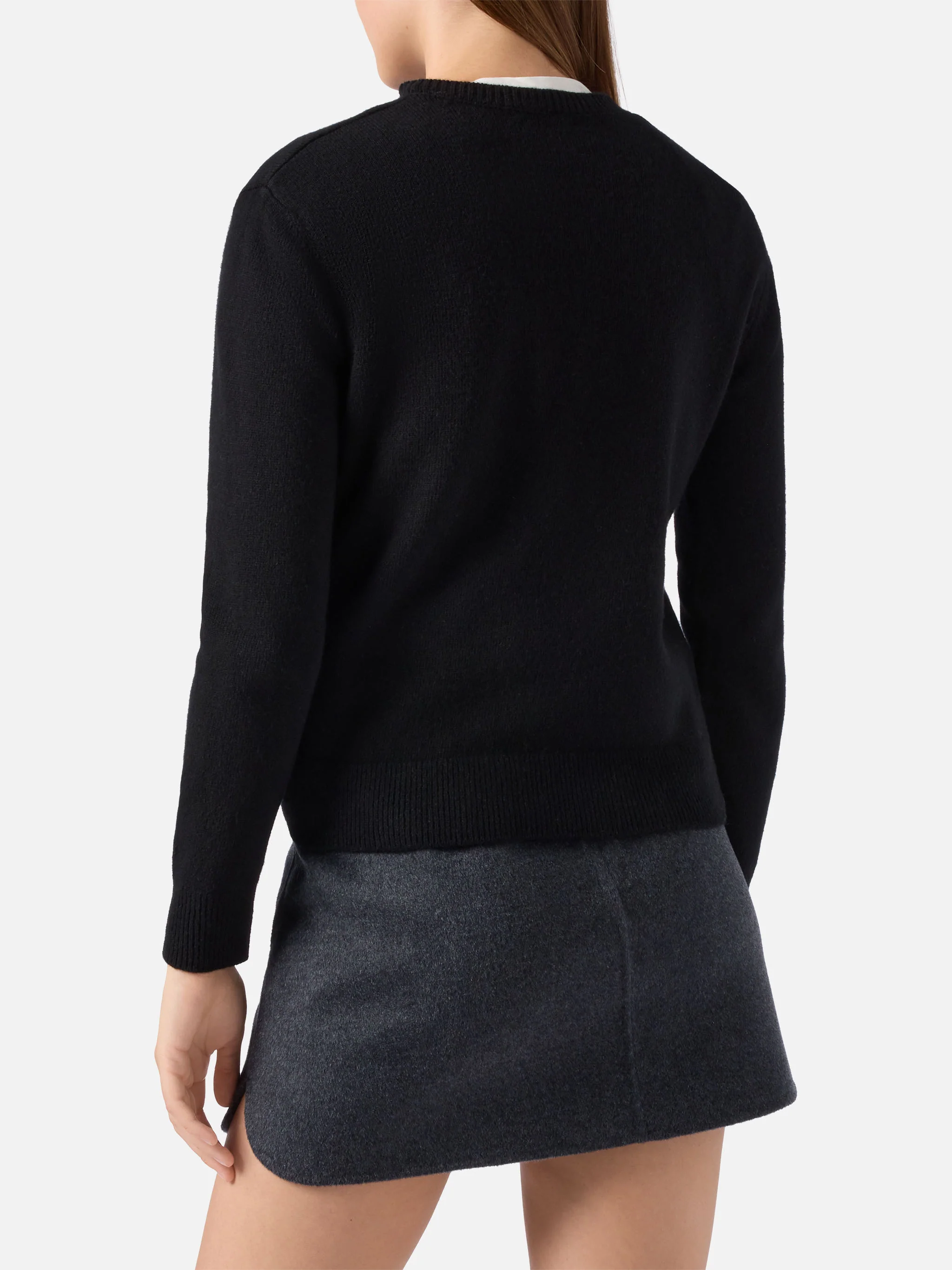 New Queen cashmere-blend sweater in black with Adoro jacquard - Image 3