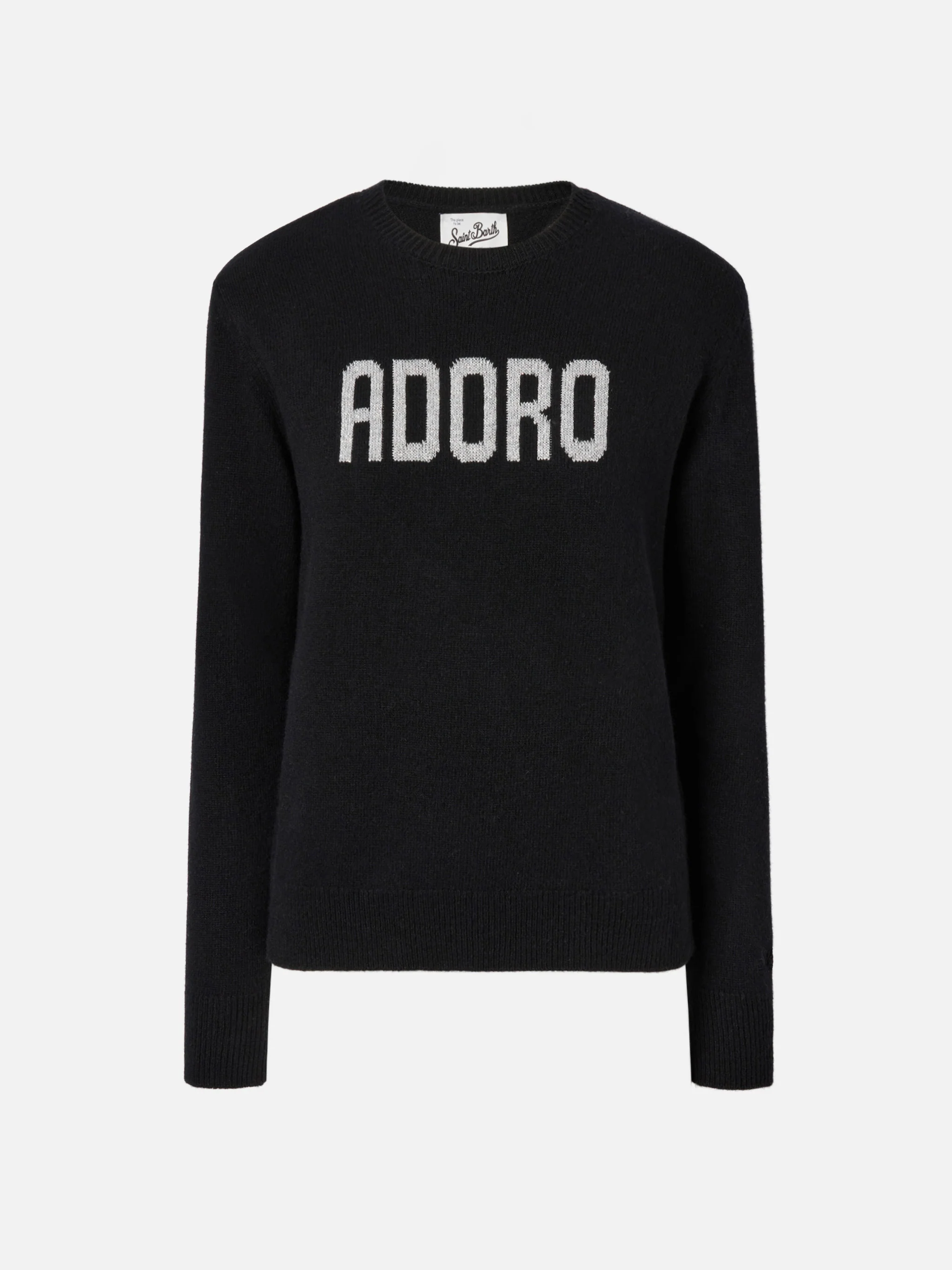 New Queen cashmere-blend sweater in black with Adoro jacquard - Image 5