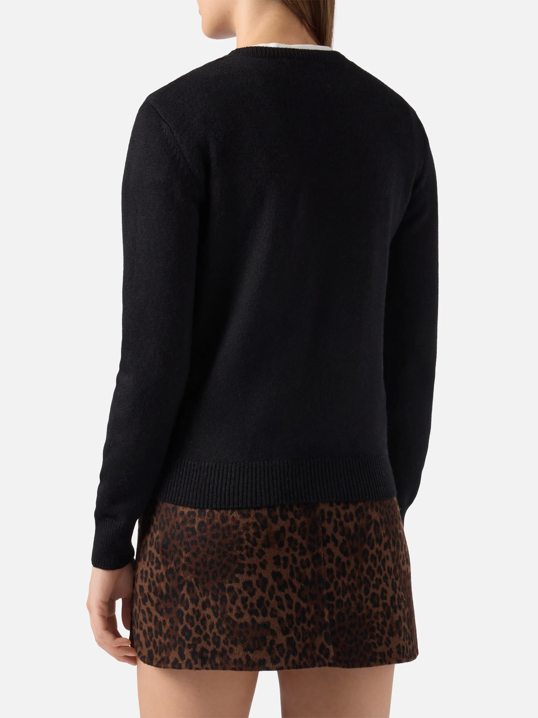 New Queen cashmere-blend sweater in black with Bollicine e Pailettes embroidery - Image 4