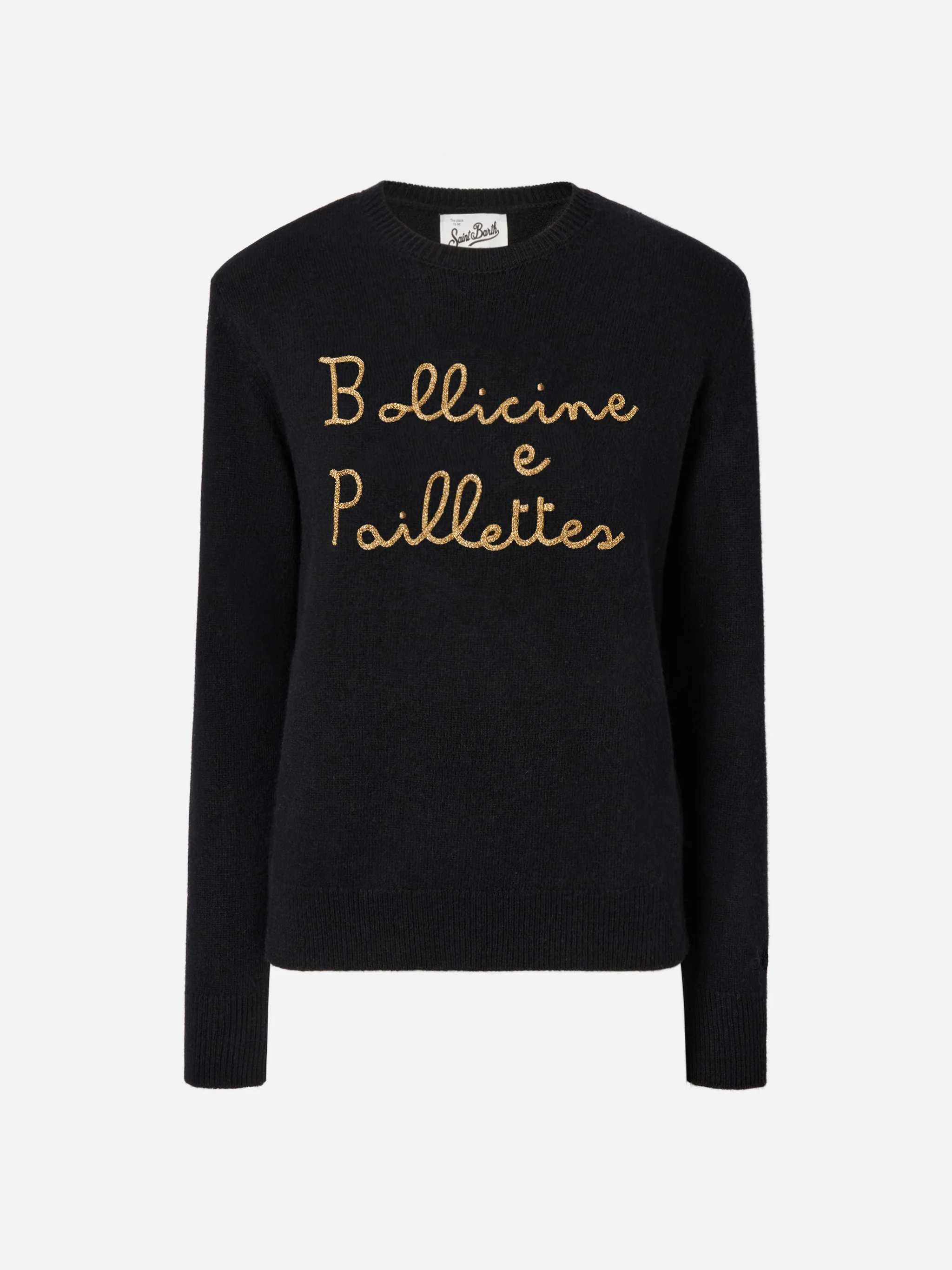New Queen cashmere-blend sweater in black with Bollicine e Pailettes embroidery - Image 5