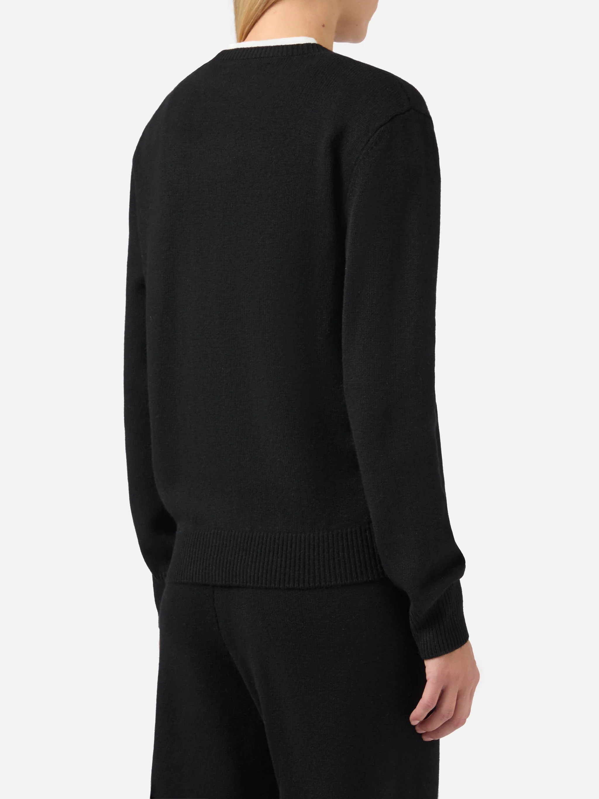 New Queen cashmere-blend sweater in black with Bollicine, please embroidery - Image 3