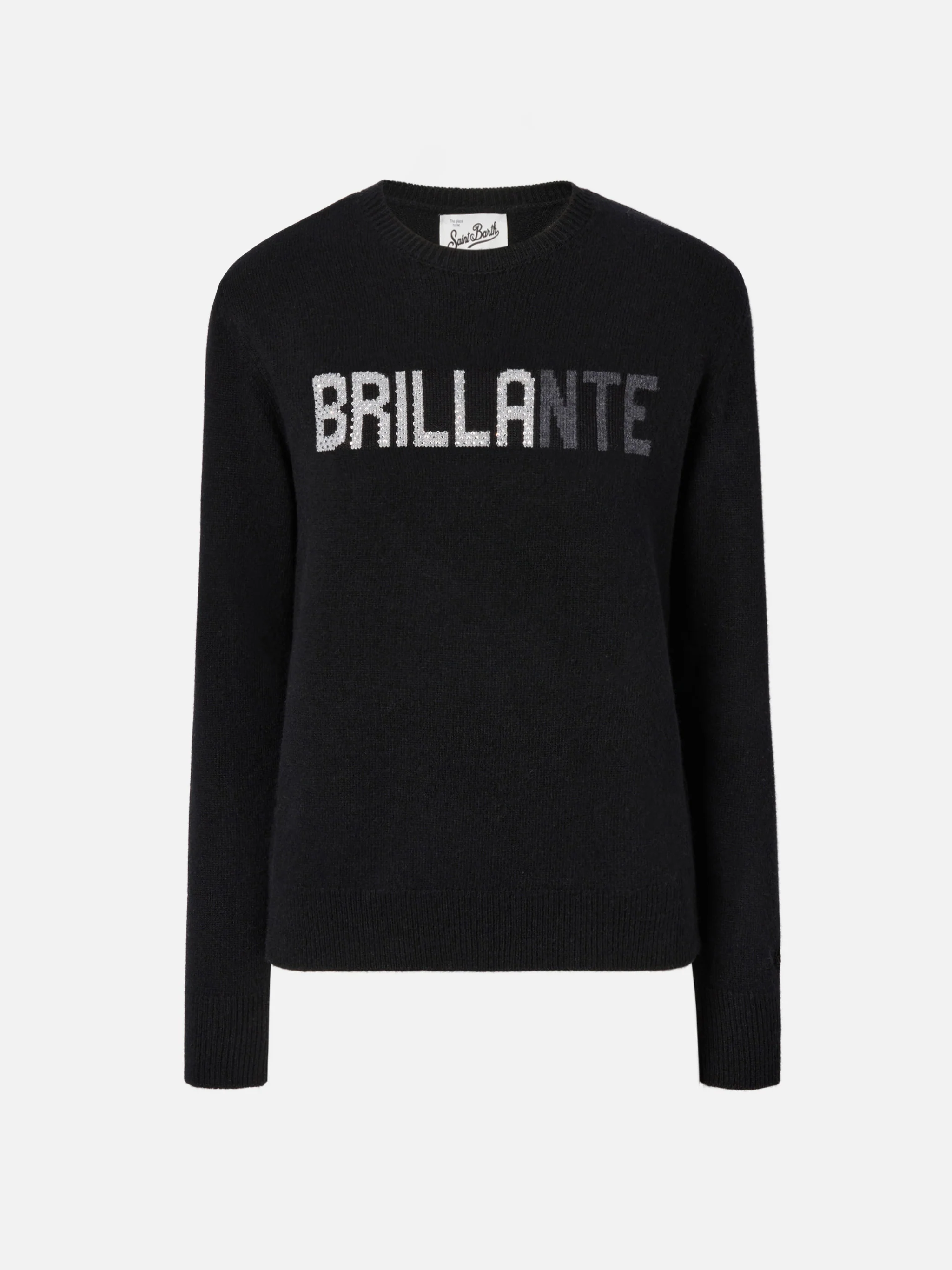 New Queen cashmere-blend sweater in black with Brillante rhinestone appliqué - Image 5