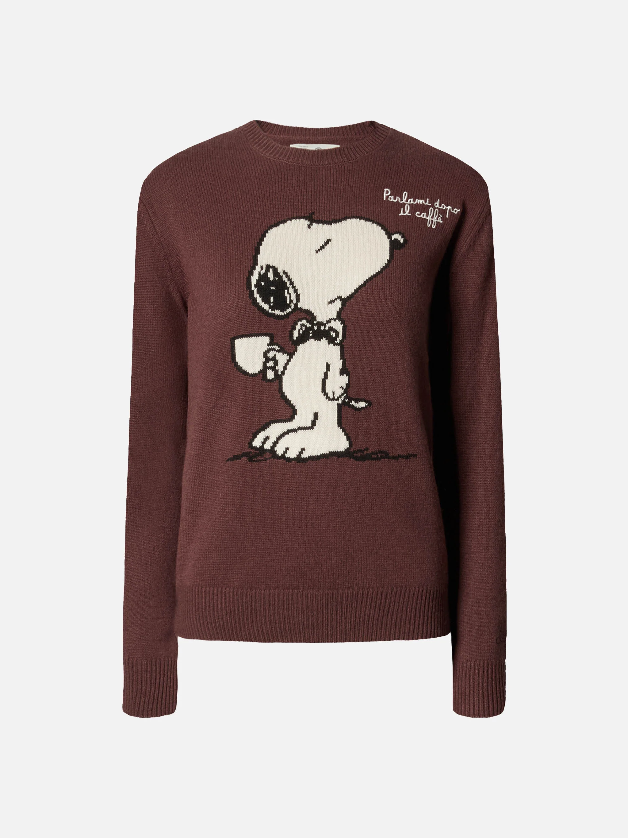 New Queen cashmere-blend sweater in brown with Snoopy jacquard and embroidery | PEANUTS SPECIAL EDITION - Image 5