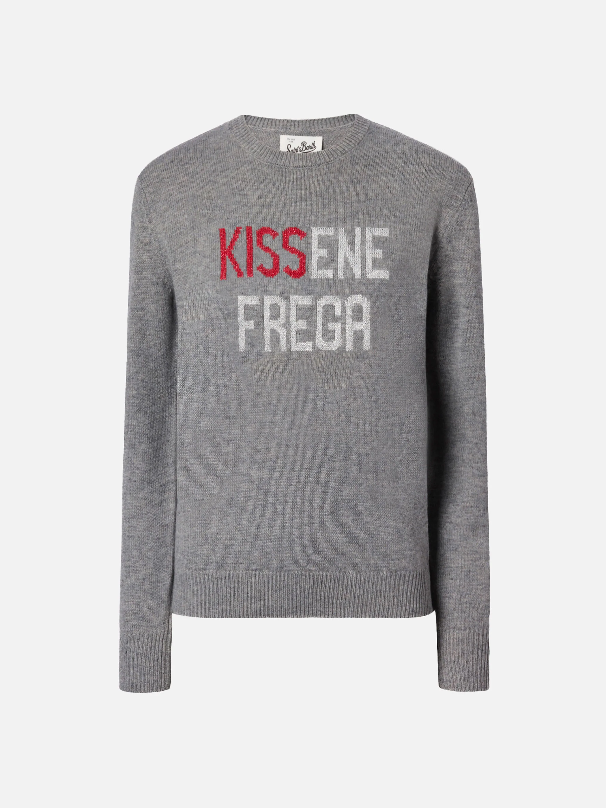 New Queen cashmere-blend sweater in grey with Kissenefrega lurex jacquard - Image 3