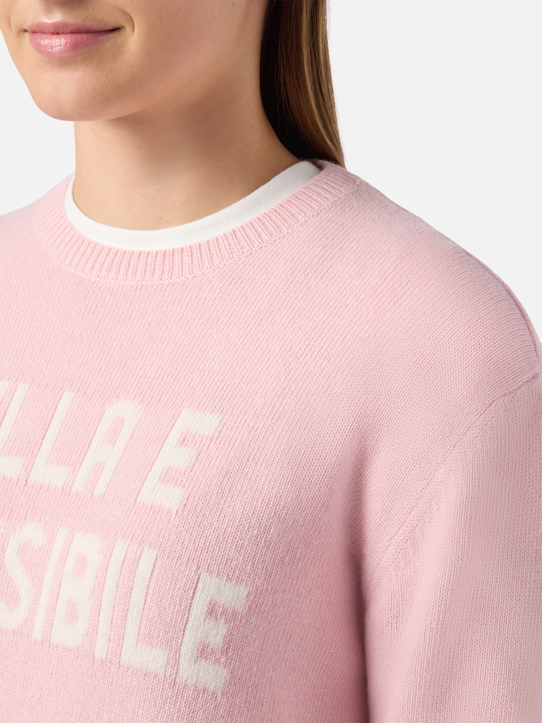 New Queen cashmere-blend sweater in pink with Bella e Impossibile jacquard - Image 2
