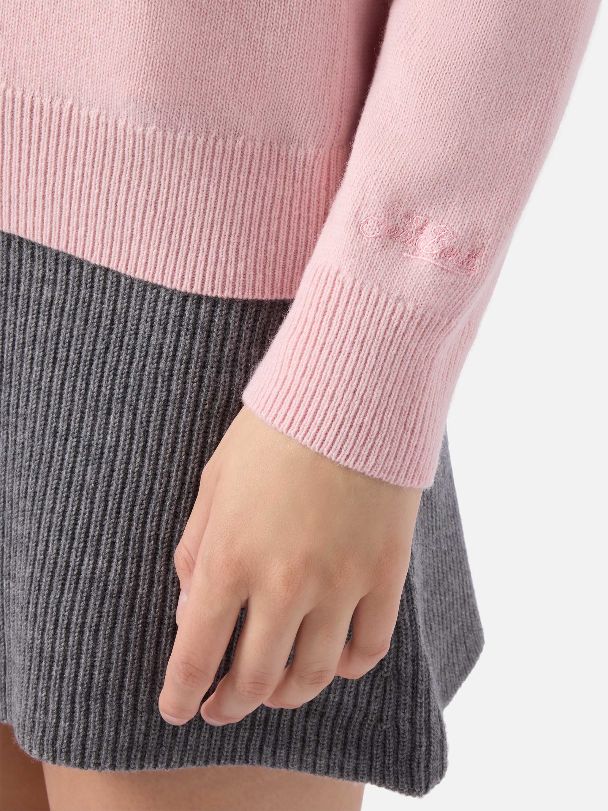 New Queen cashmere-blend sweater in pink with Bella e Impossibile jacquard - Image 3
