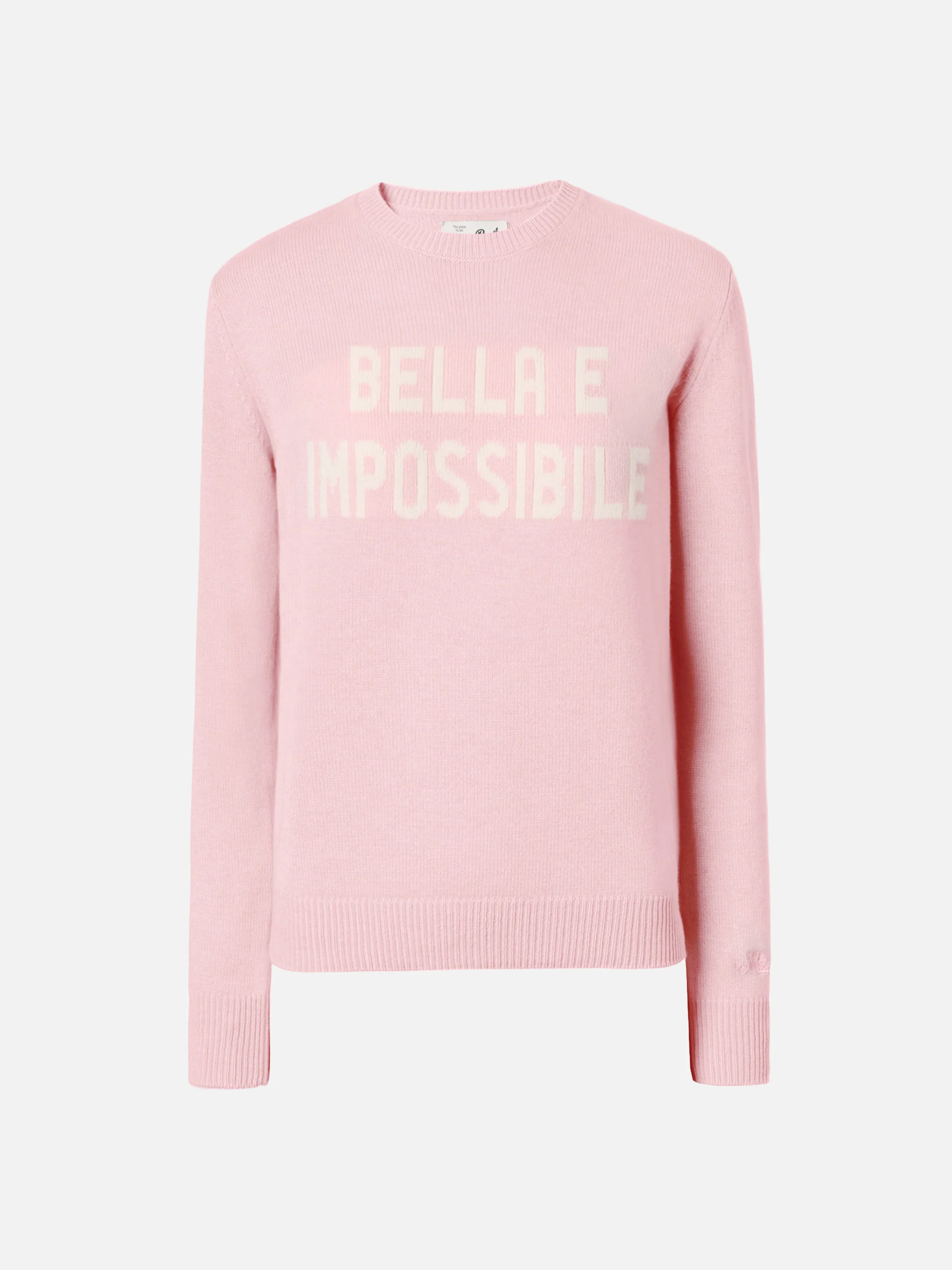 New Queen cashmere-blend sweater in pink with Bella e Impossibile jacquard - Image 5