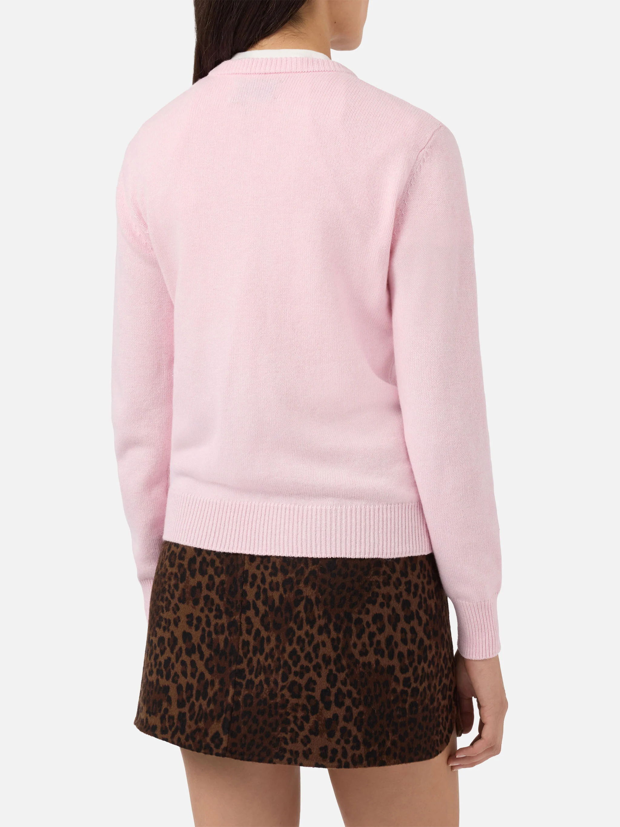 New Queen cashmere-blend sweater in pink with Cortina postcard jacquard - Image 3