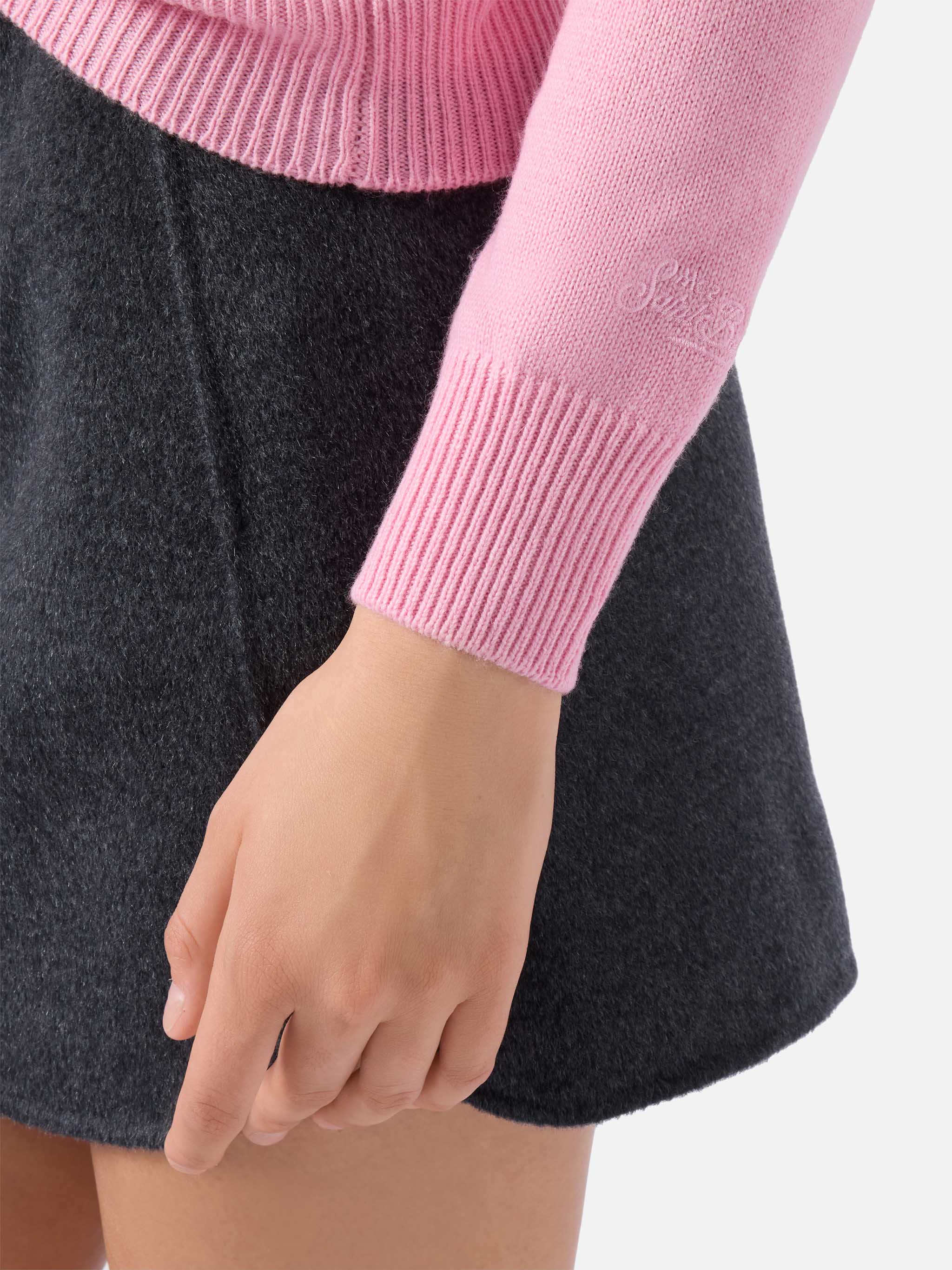 New Queen cashmere-blend sweater in pink with Strassata rhinestone appliqué - Image 3