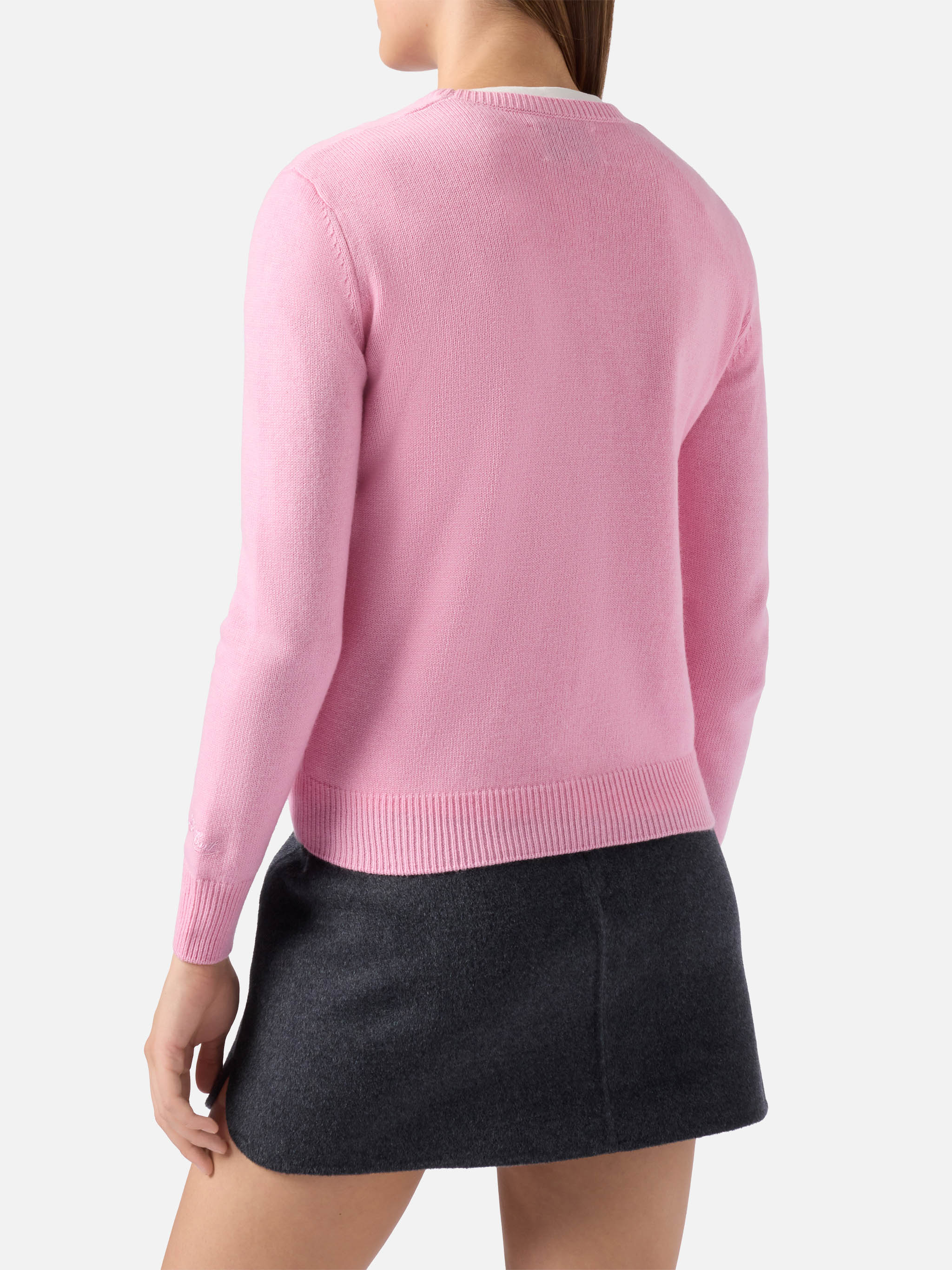 New Queen cashmere-blend sweater in pink with Strassata rhinestone appliqué - Image 4