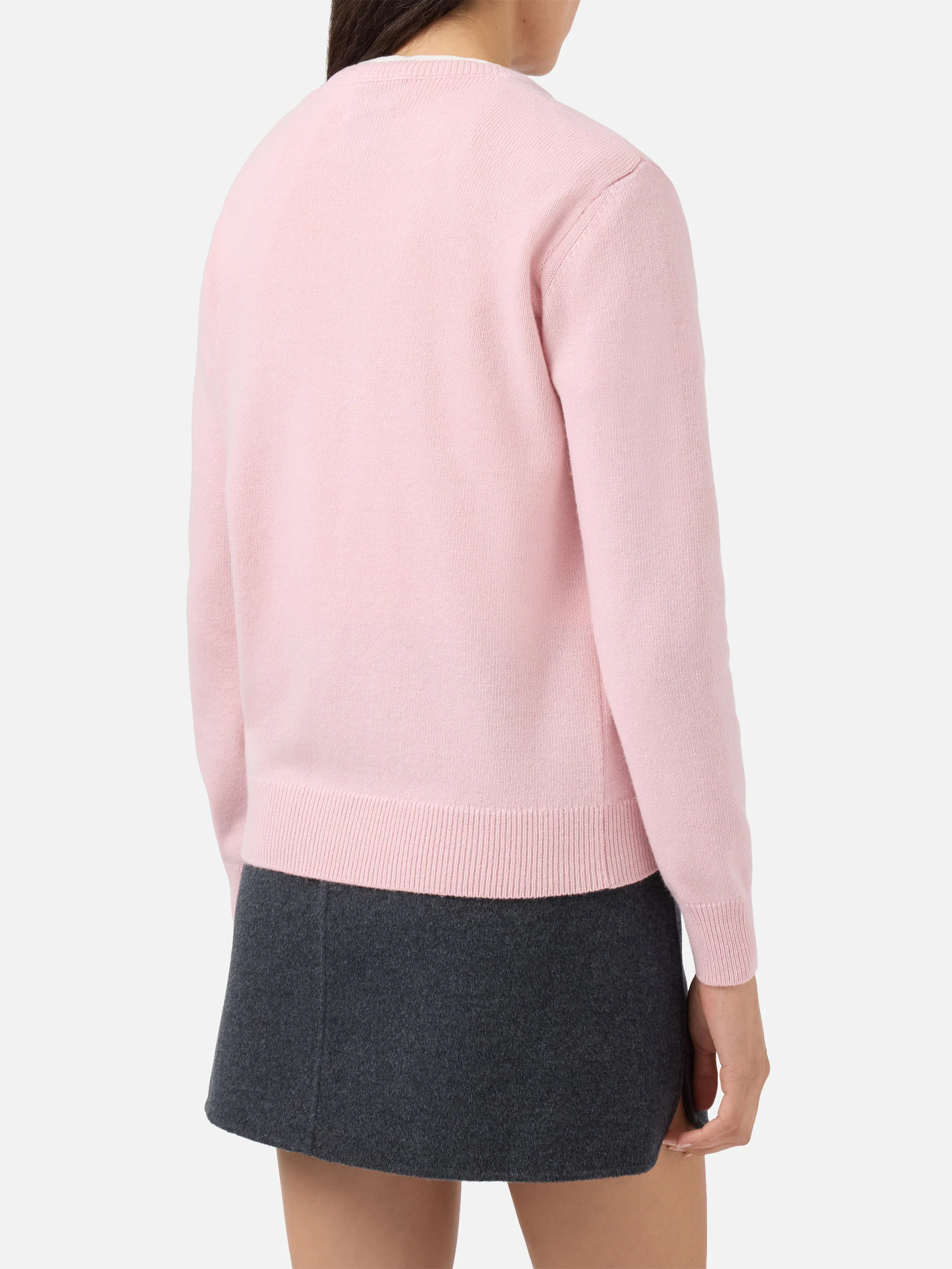 New Queen cashmere-blend crewneck in pink with Vacanze di Natale lurex jacquard | VACANZE DI NATALE SPECIAL EDITION - Image 3