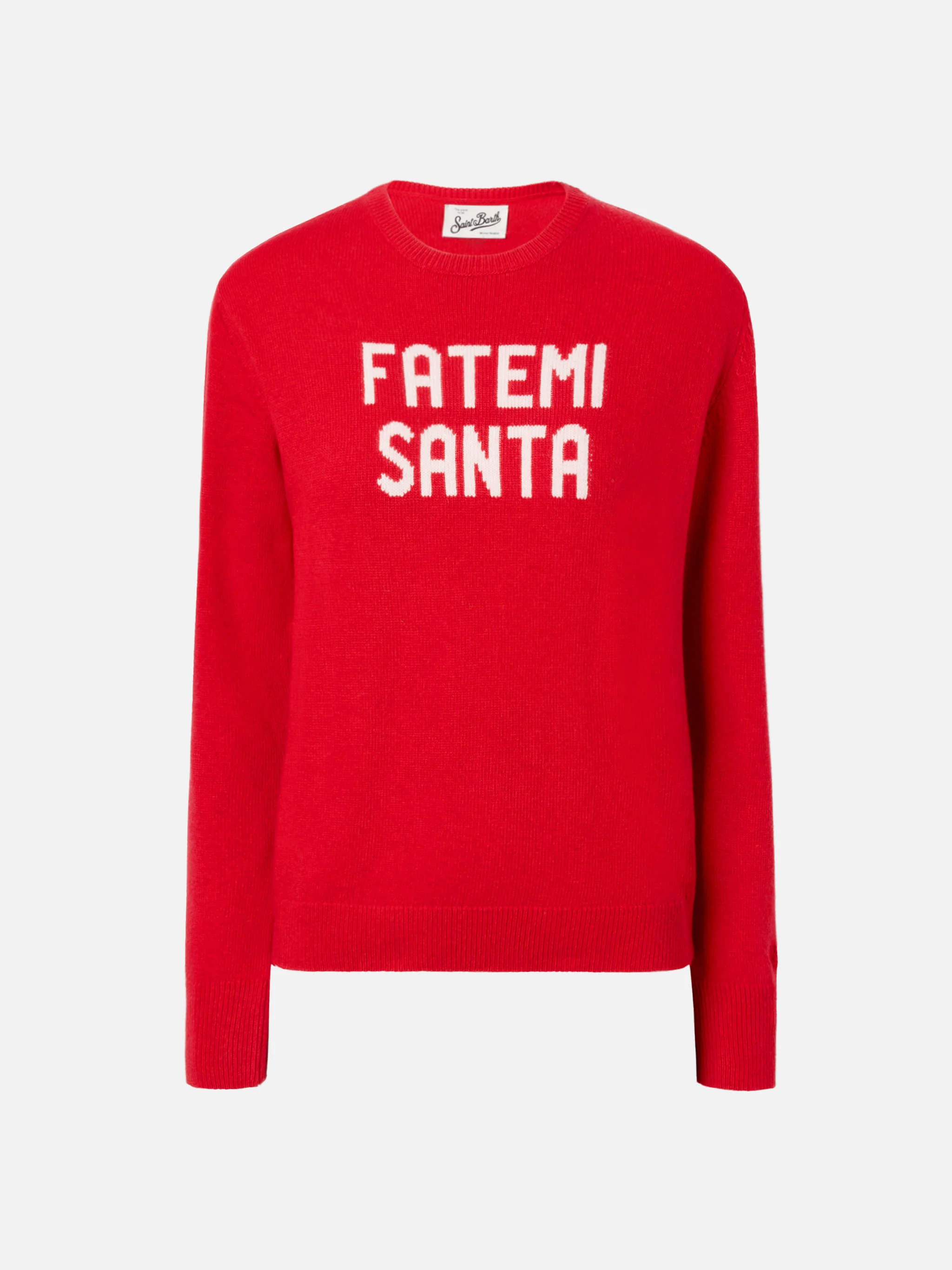 New Queen cashmere-blend sweater in red with Fatemi Santa jacquard - Image 5