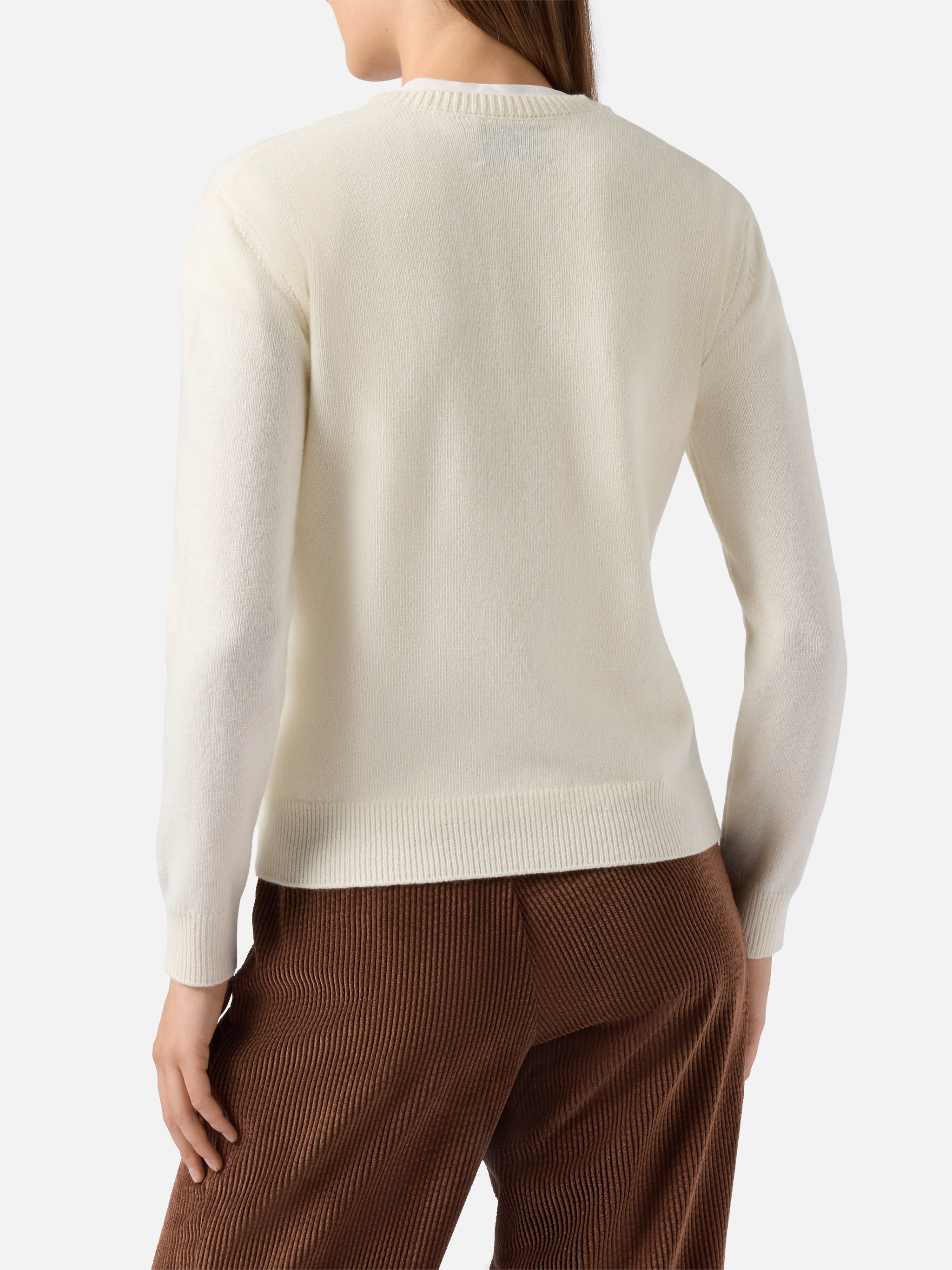New Queen cashmere-blend sweater in white with Favolosa lurex embroidery - Image 4