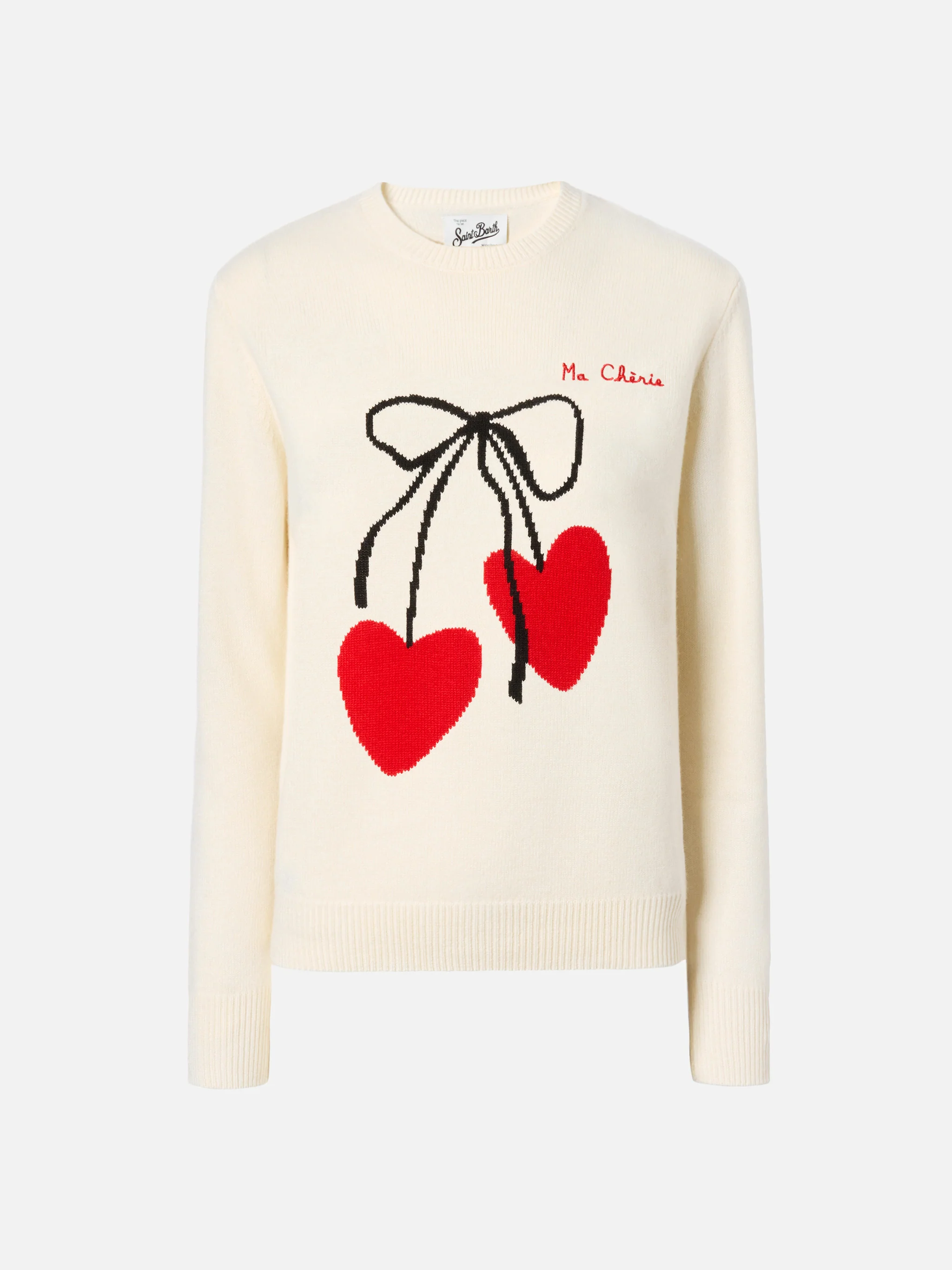 New Queen cashmere-blend sweater in white with Ma cherie embroidery - Image 5