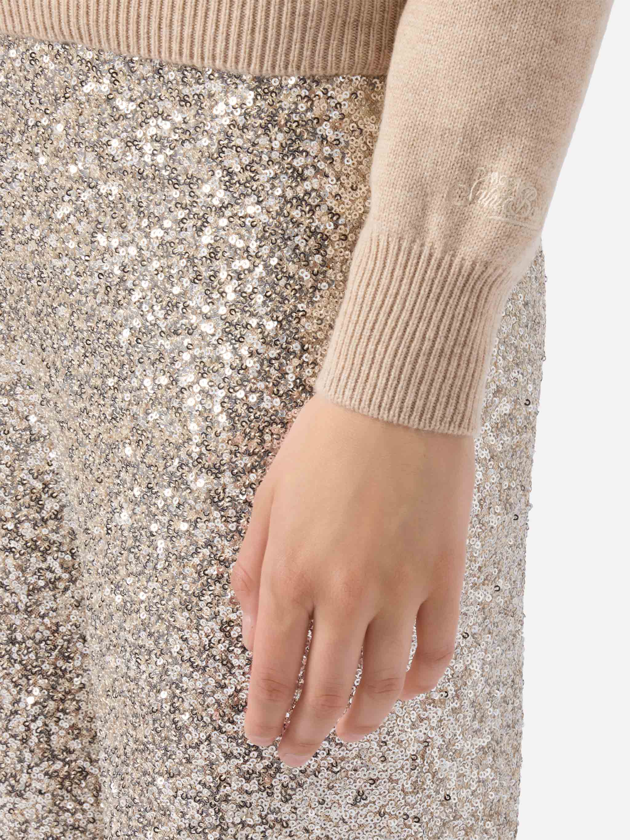 New Queen cashmere-blend sweater in white with Splendida Splendente lurex jacquard - Image 3