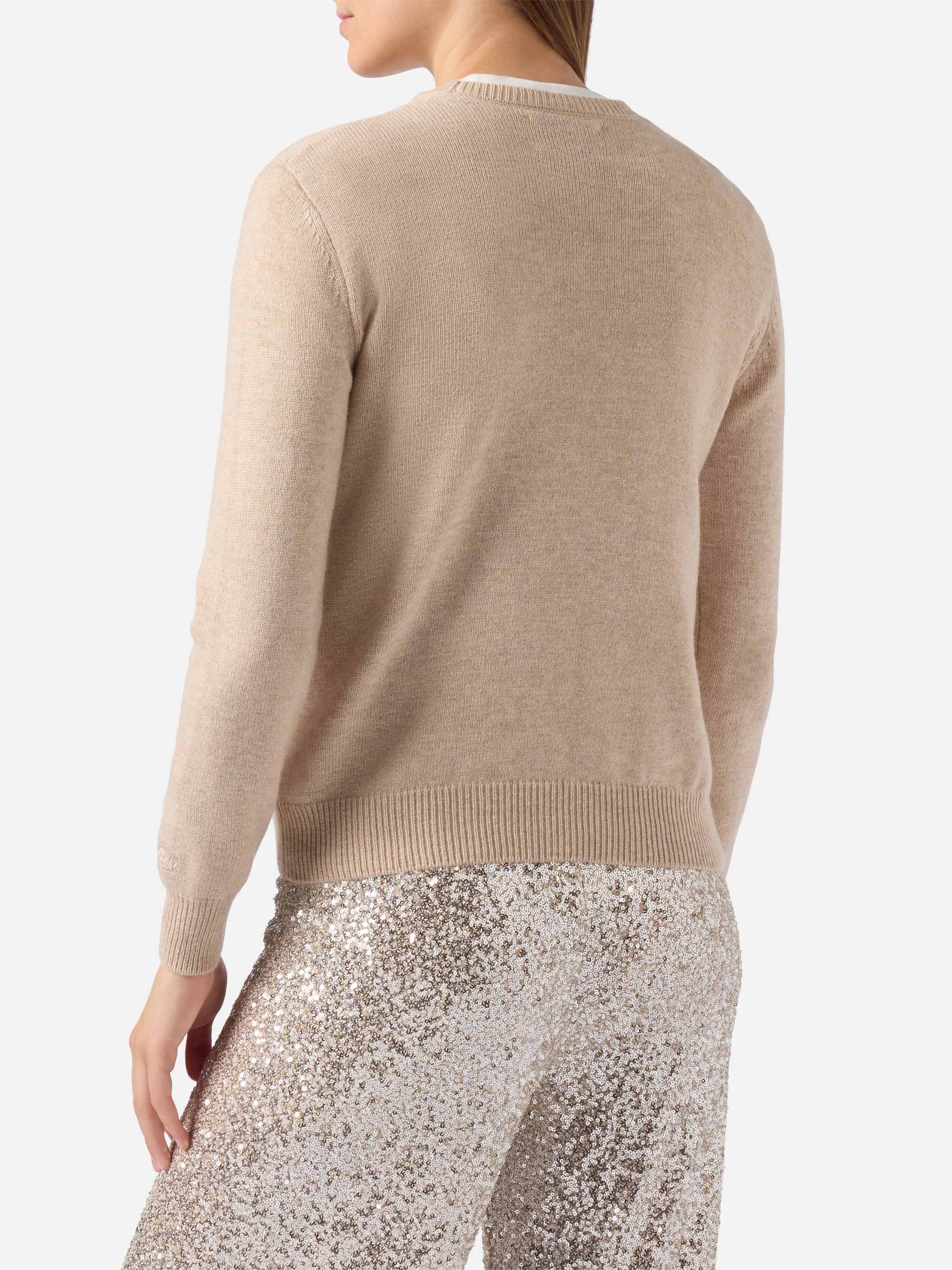 New Queen cashmere-blend sweater in white with Splendida Splendente lurex jacquard - Image 4
