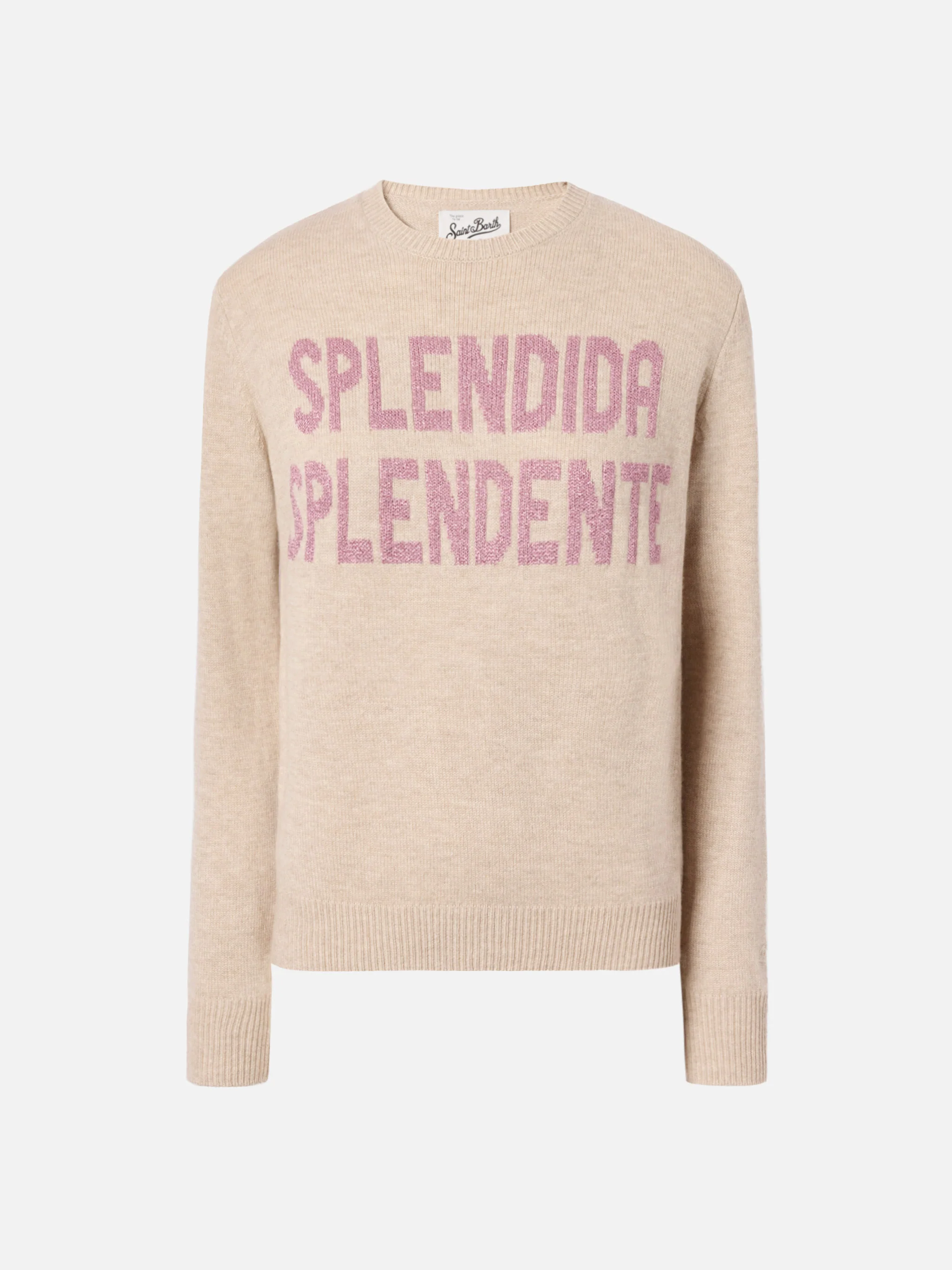 New Queen cashmere-blend sweater in white with Splendida Splendente lurex jacquard - Image 5