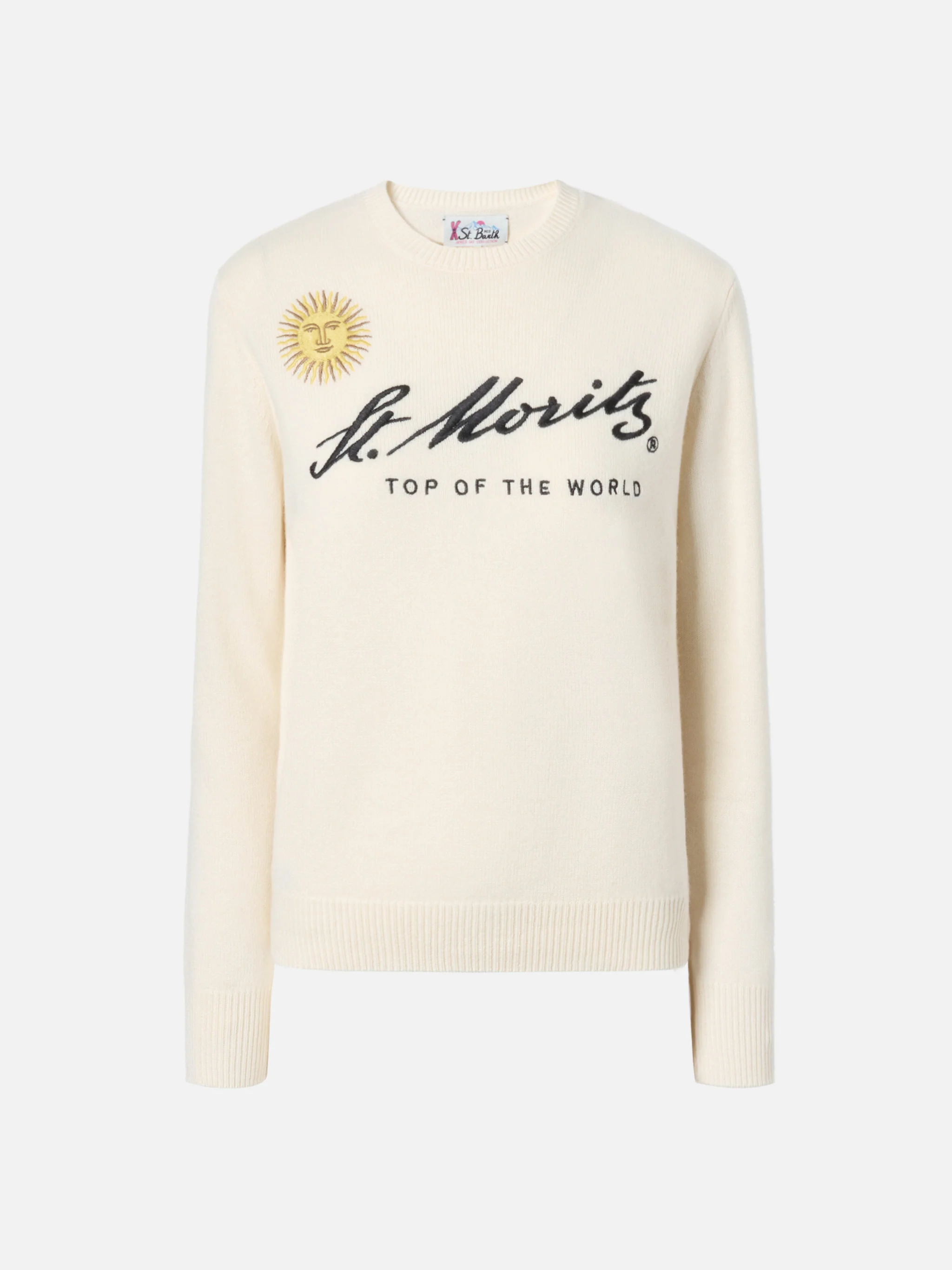 New Queen cashmere-blend sweater in white with St. Moritz embroidery | ST. MORITZ TOP OF THE WORLD SPECIAL EDITION - Image 5