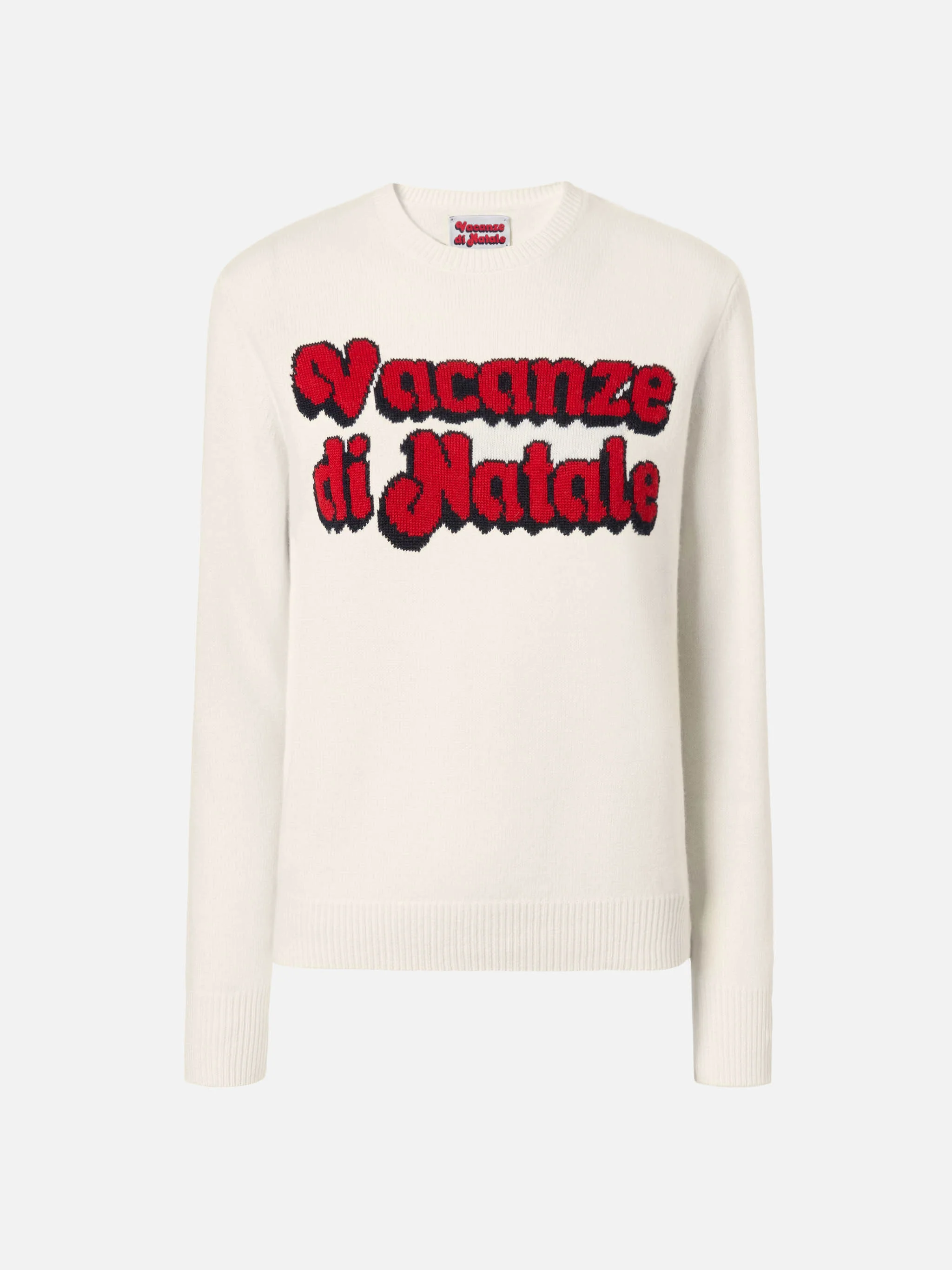 New Queen cashmere-blend crewneck in white with Vacanze di Natale jacquard | VACANZE DI NATALE SPECIAL EDITION - Image 5