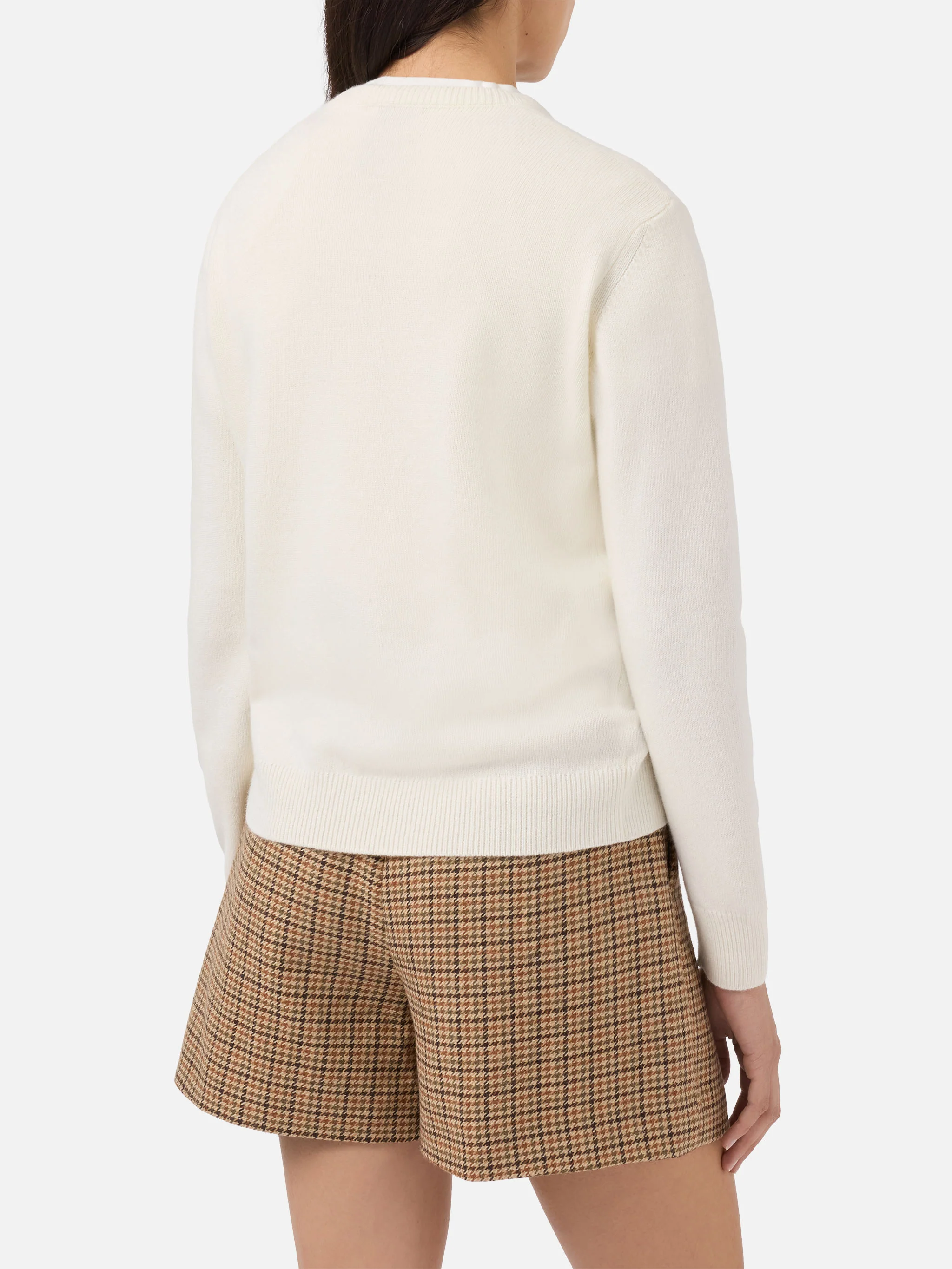 New Queen cashmere-blend crewneck in white with Vacanze di Natale jacquard | VACANZE DI NATALE SPECIAL EDITION - Image 3