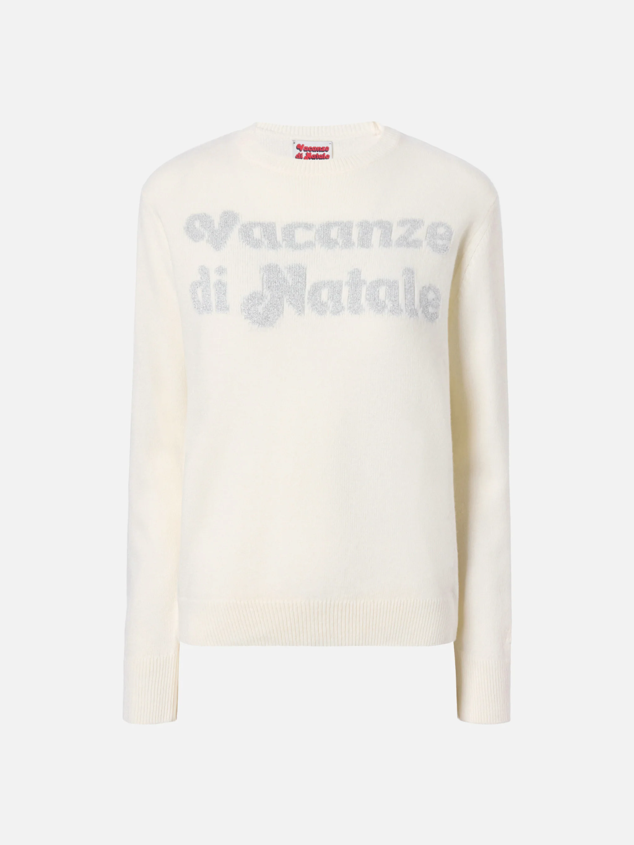 New Queen cashmere-blend crewneck in white with Vacanze di Natale jacquard | VACANZE DI NATALE SPECIAL EDITION - Image 5
