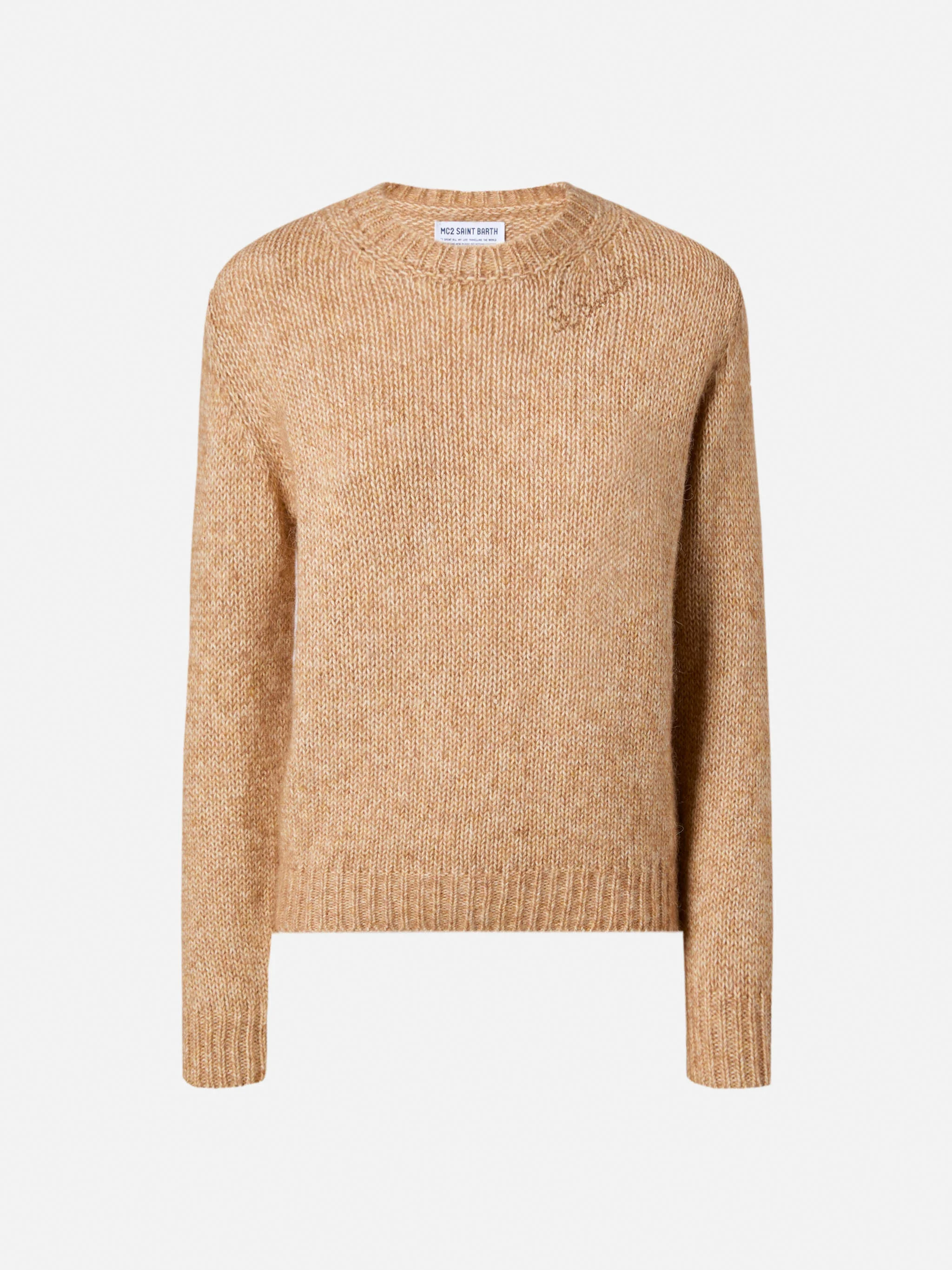 New Queen crewneck in beige blended alpaca - Image 5