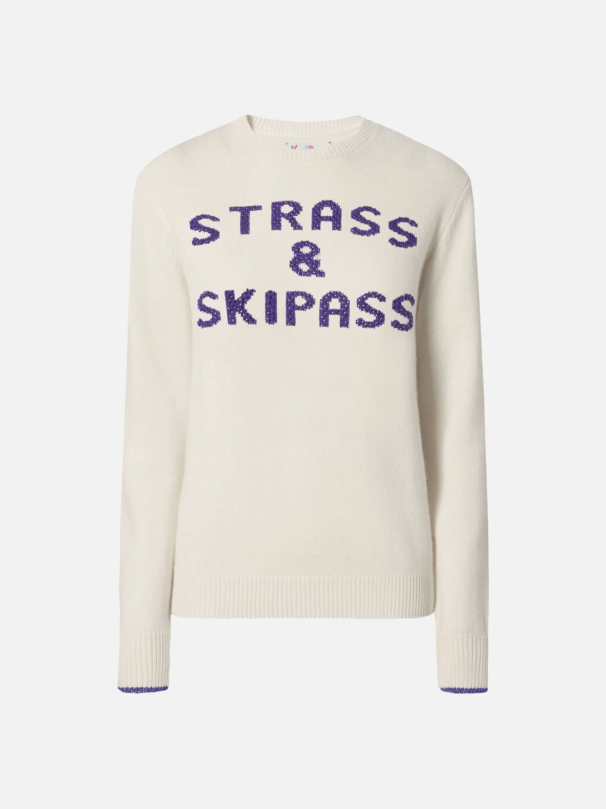 New Queen crewneck in white with Strass & Skipass rhinestone embellishment - Image 5