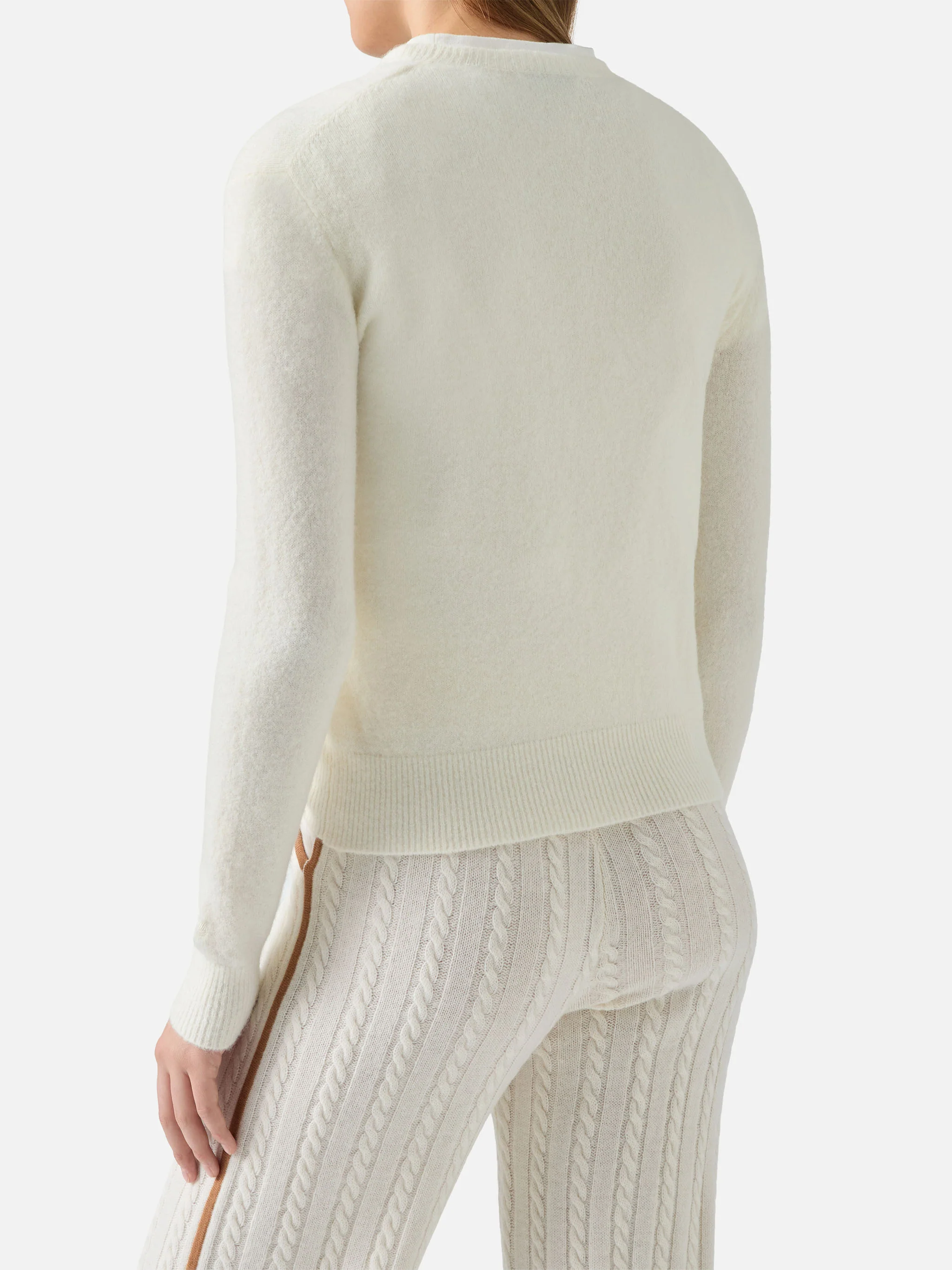 New Queen stretch sweater in merino-wool and alpaca blend in white with Born to Shine rhinestone appliqué - Image 2