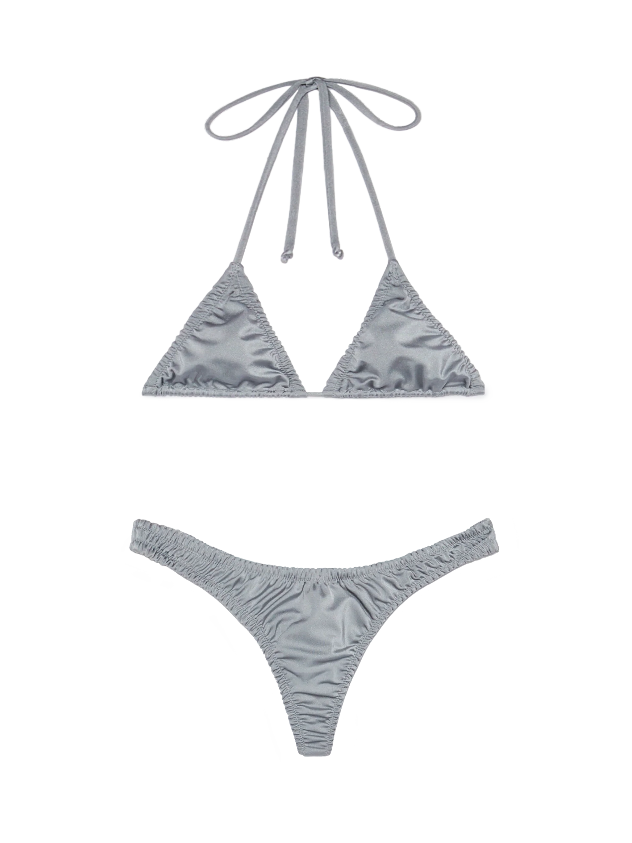 Classic triangle bikini Nilly Nalu in shimmer grey