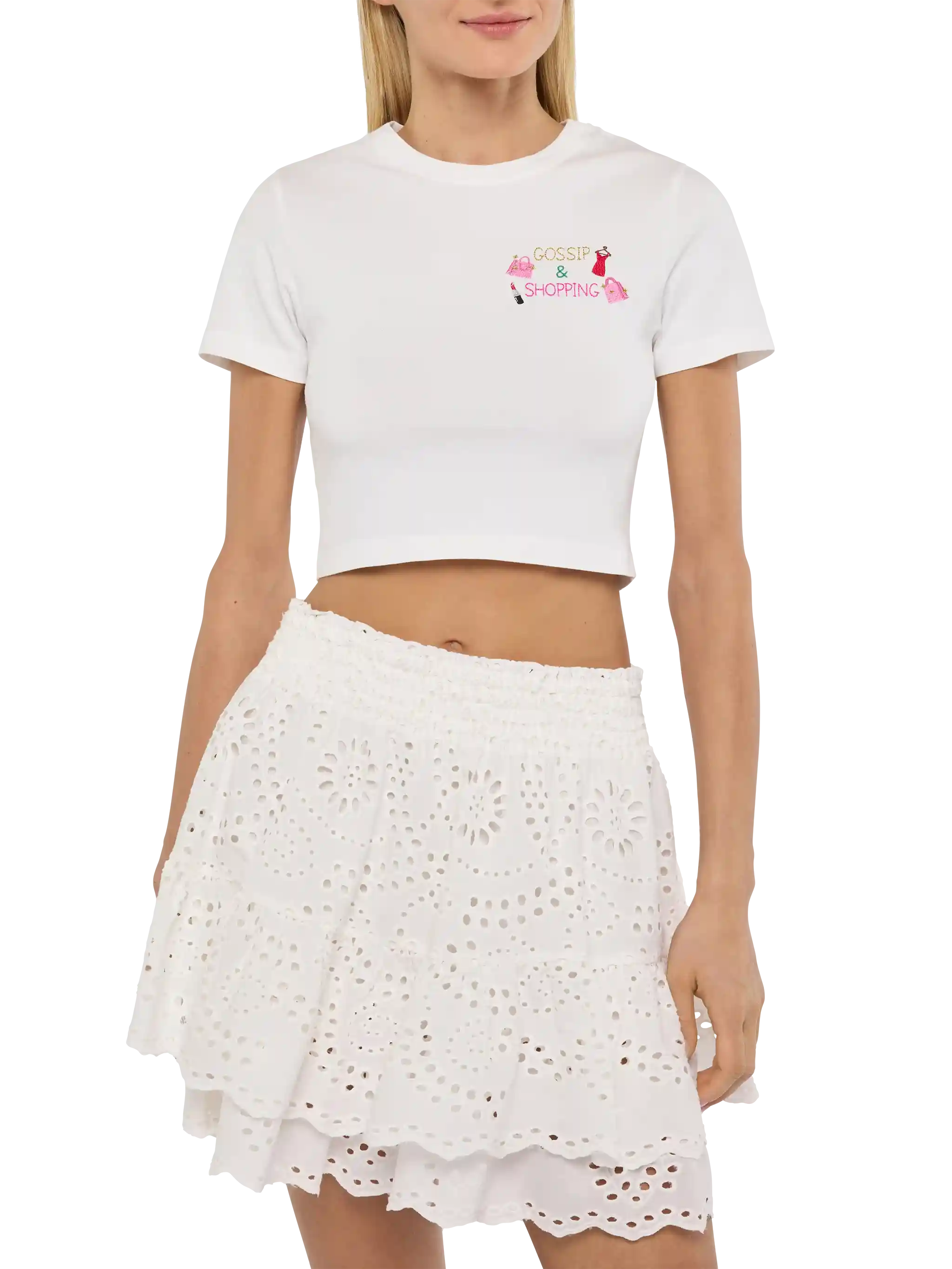 Nives cotton t-shirt with Gossip $ Shopping embroidery - Image 2