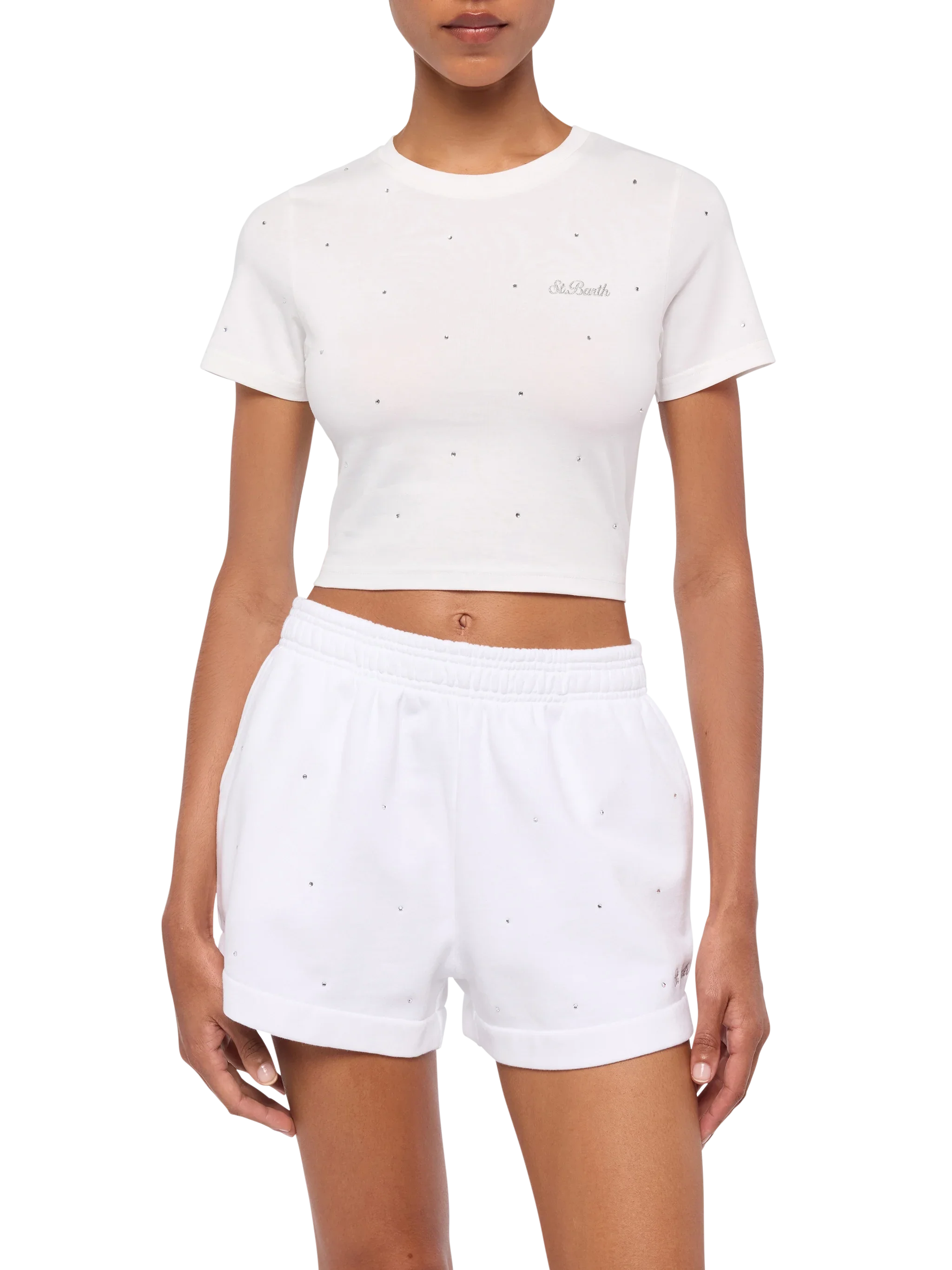 Nives cotton t-shirt with rhinestone embellishment