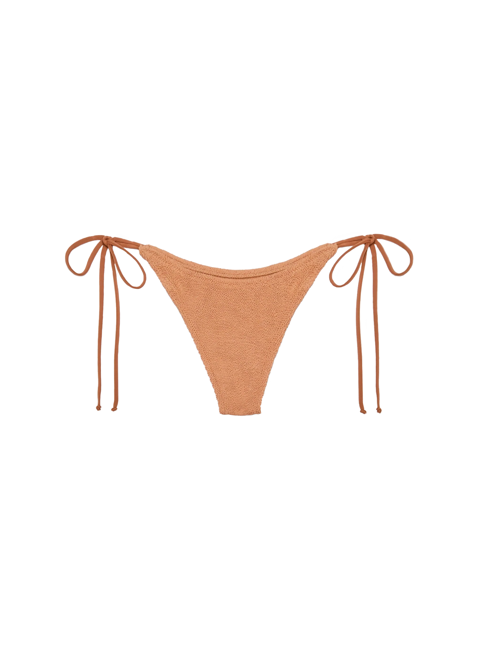 Norah caramel brown crinkle cheekiest swim briefs