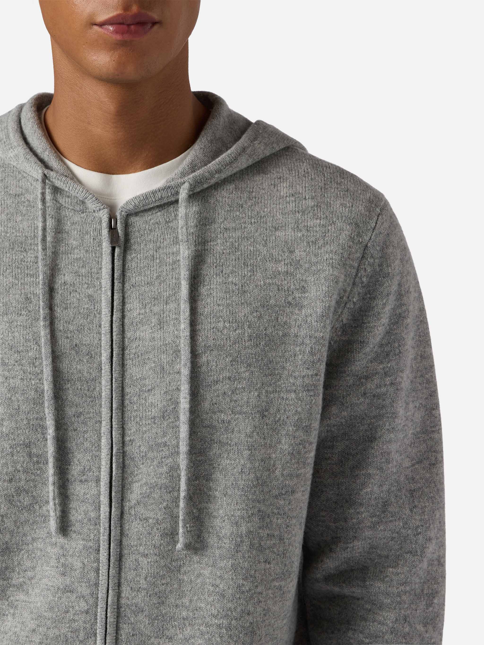 Notting hoodie in 100% lambswool grey melange - Image 2