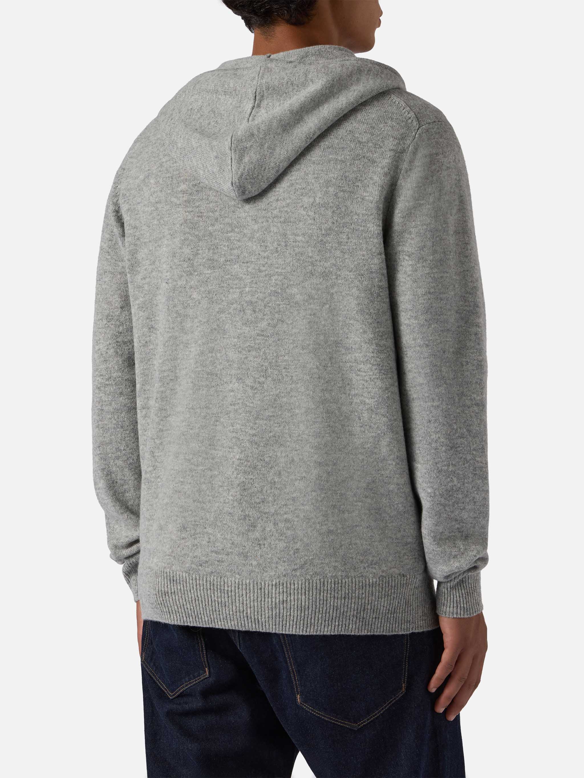 Notting hoodie in 100% lambswool grey melange - Image 3