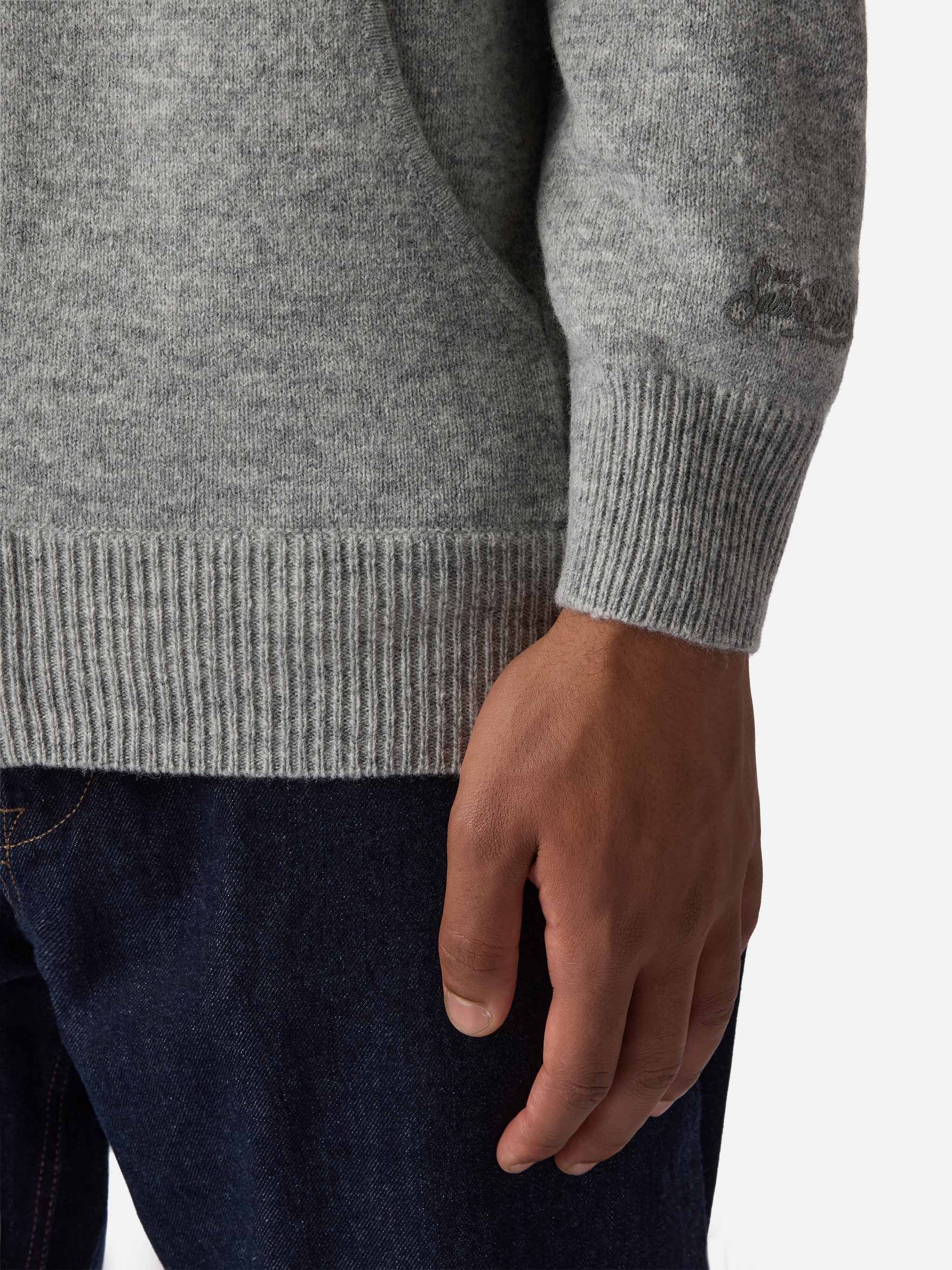 Notting hoodie in 100% lambswool grey melange - Image 4