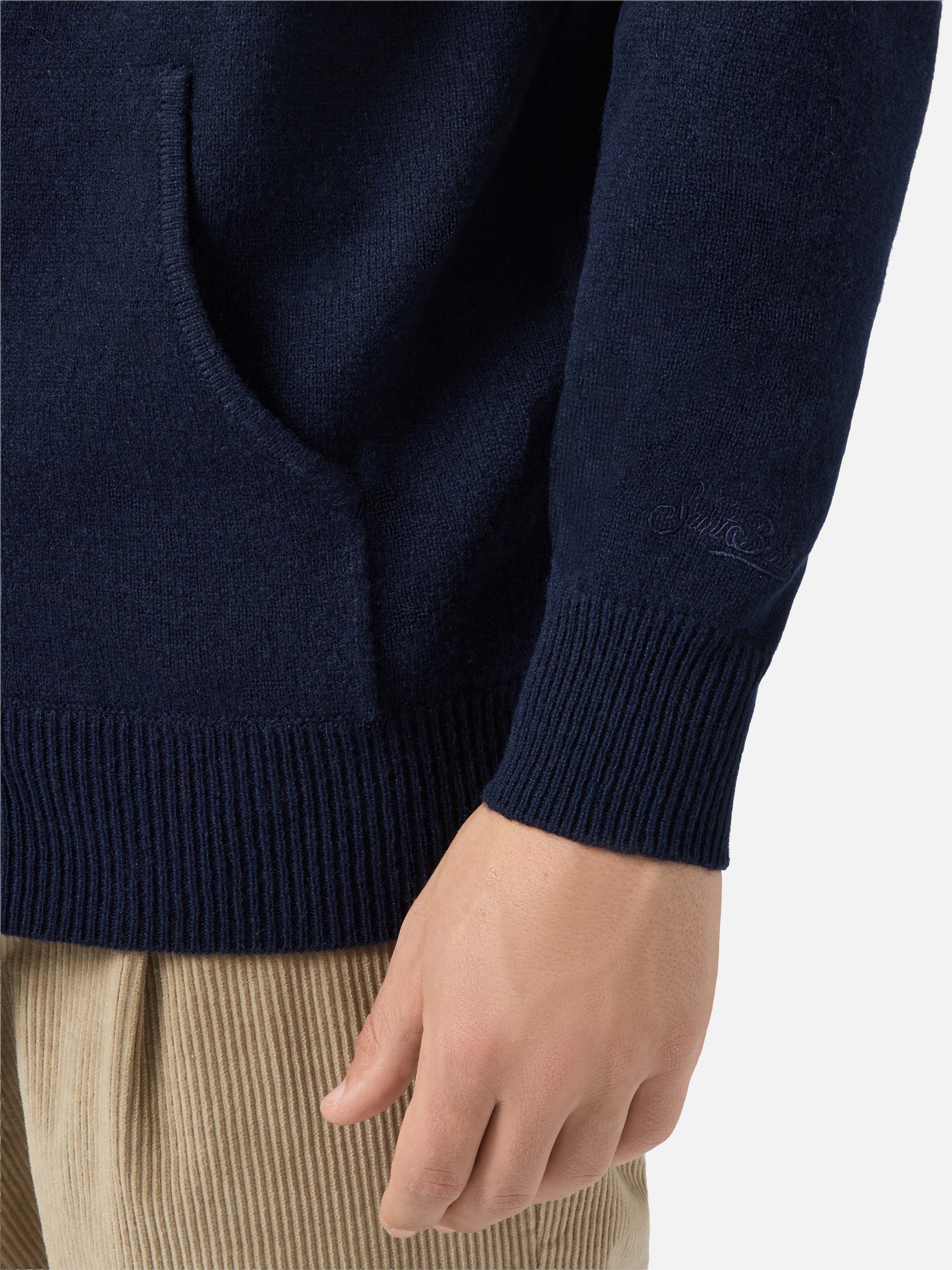Notting hoodie in 100% lambswool blue navy - Image 4