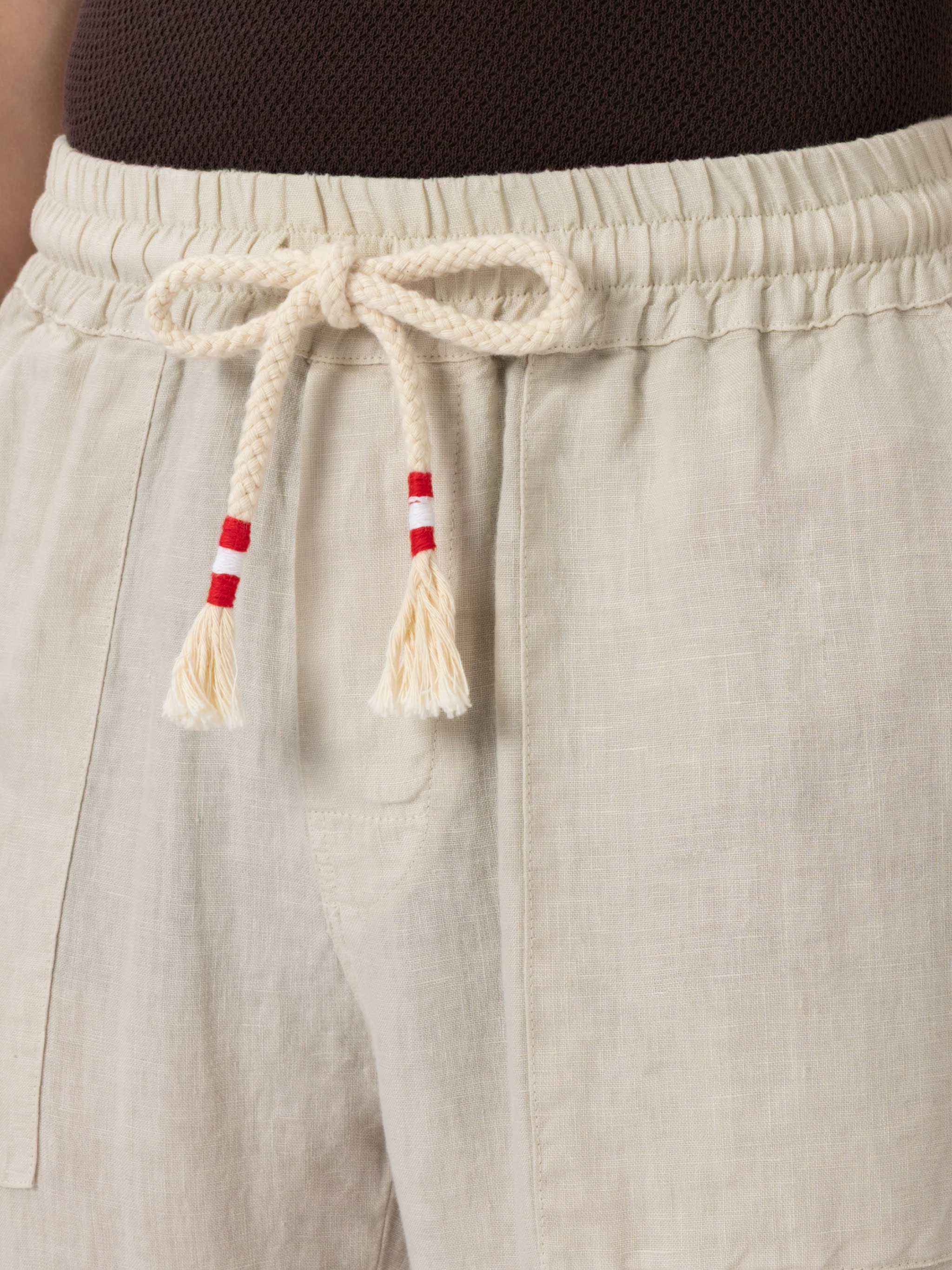 Off-white linen pants Calais with drawstring - Image 3