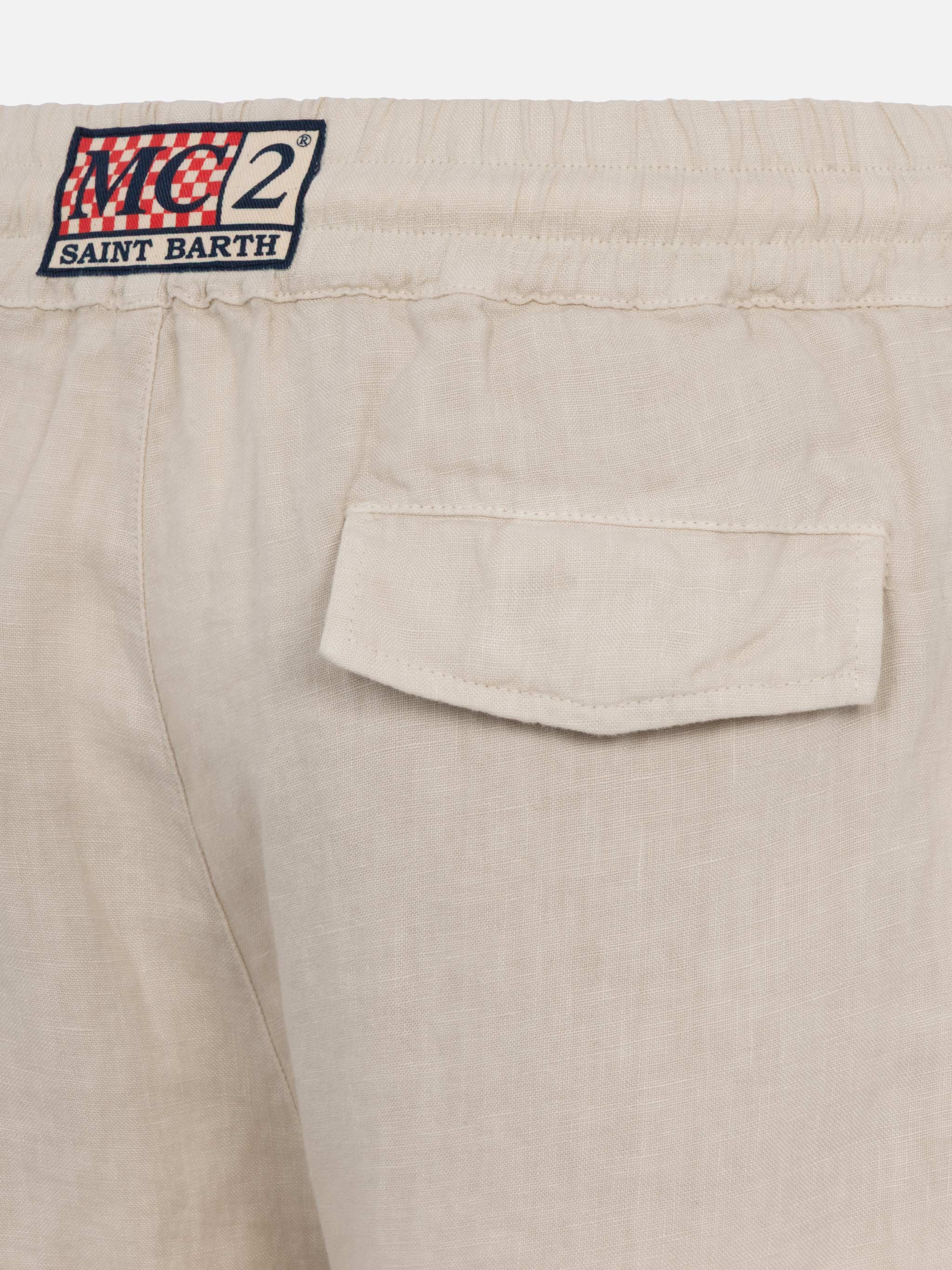 Off-white linen pants Calais with drawstring - Image 6