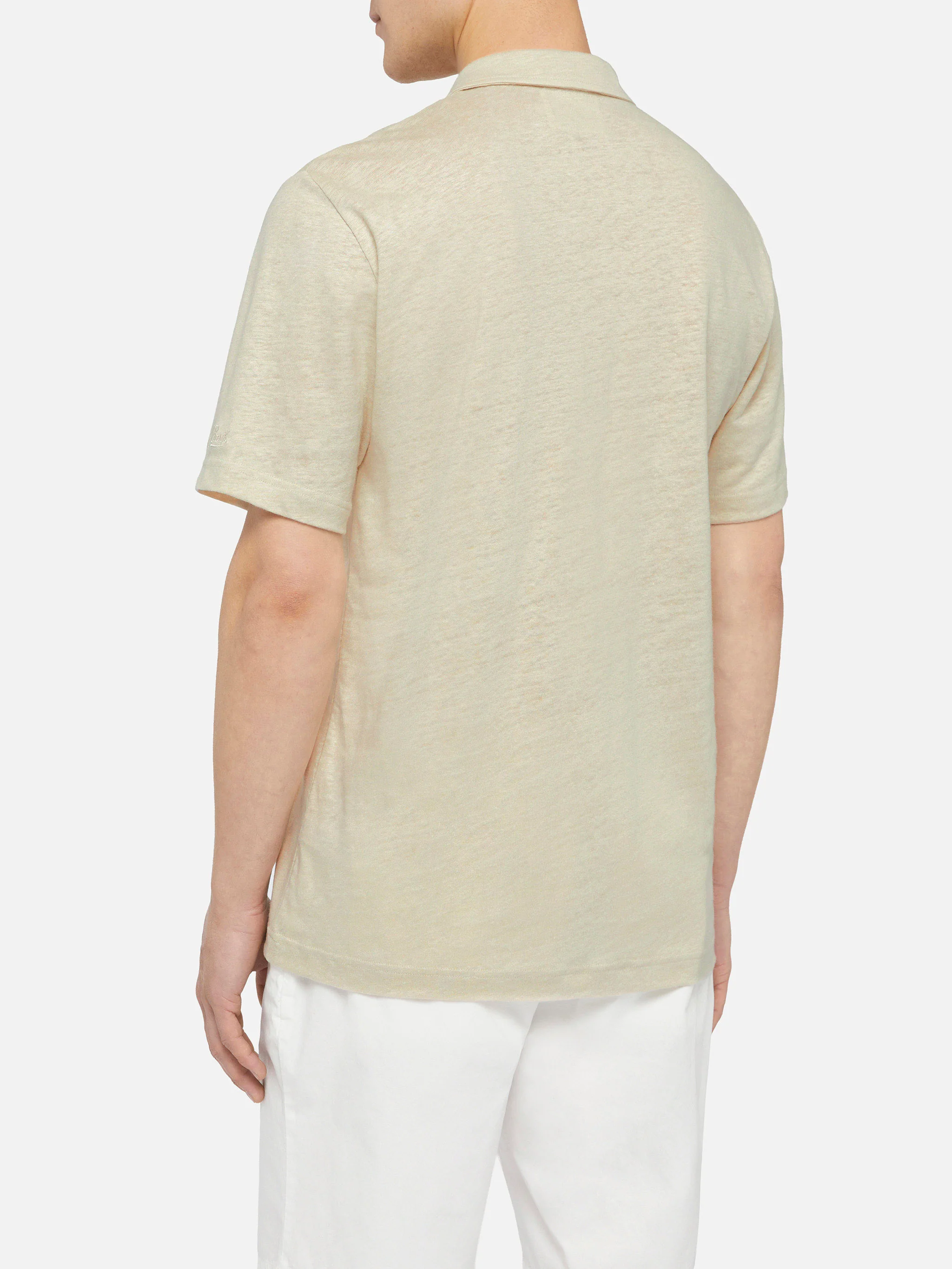 Off-white linen buttonless polo shirt Fraser - Image 3