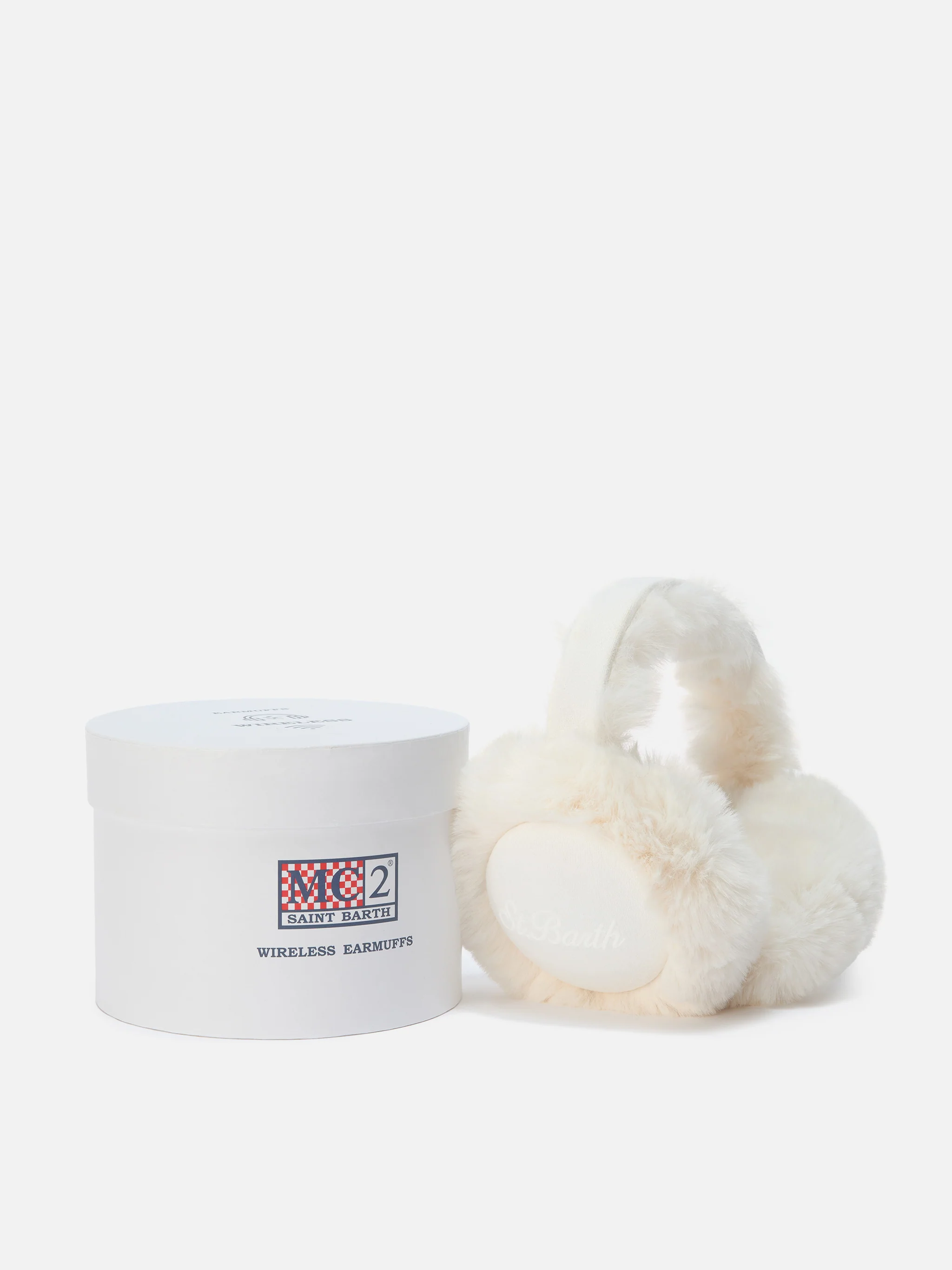 Off-white suede-effect earmuffs with wireless speaker - Image 3