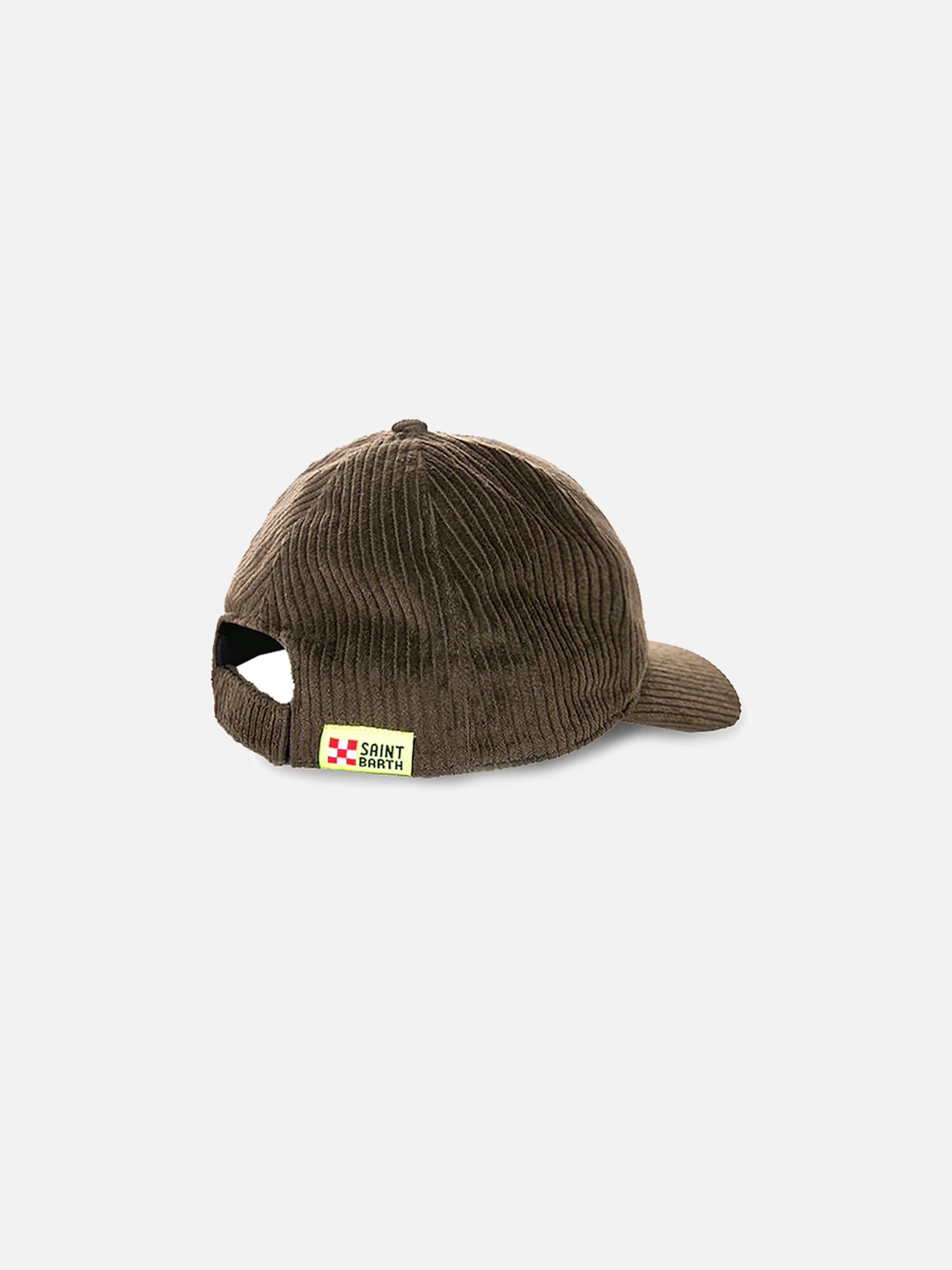 Olive green Baseball corduroy cap Off piste embroidery - Image 2