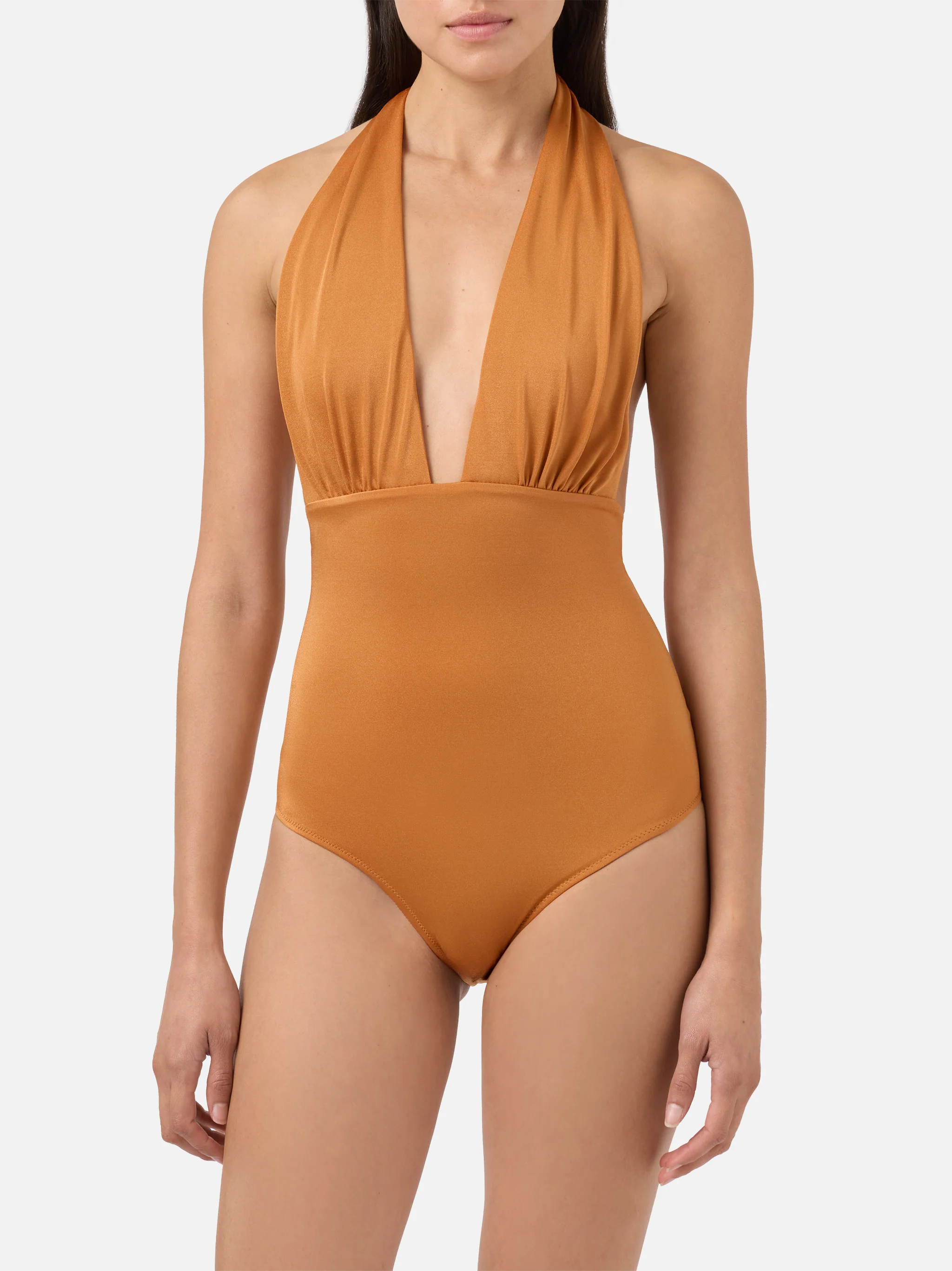 One piece swimsuit Marysol in shiny ochre - Image 2