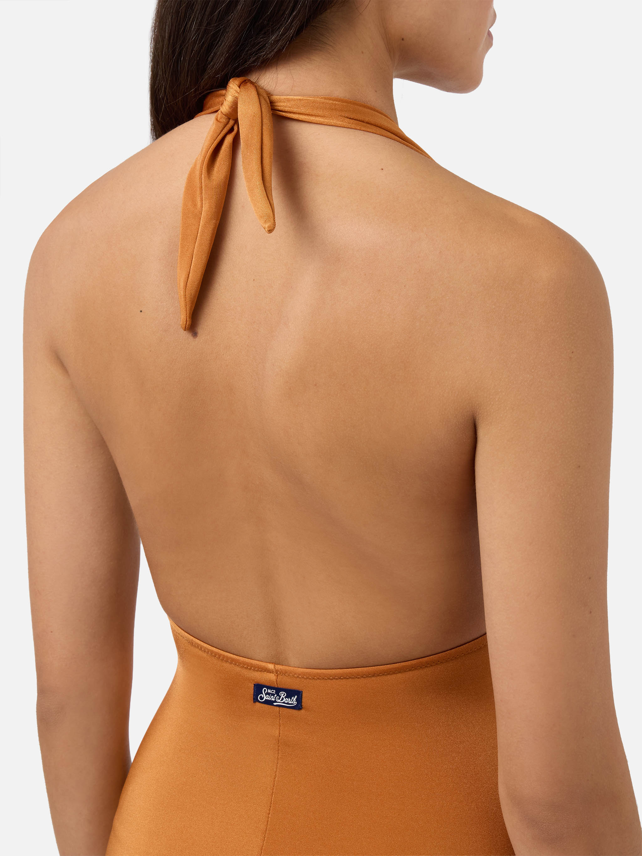 One piece swimsuit Marysol in shiny ochre - Image 4